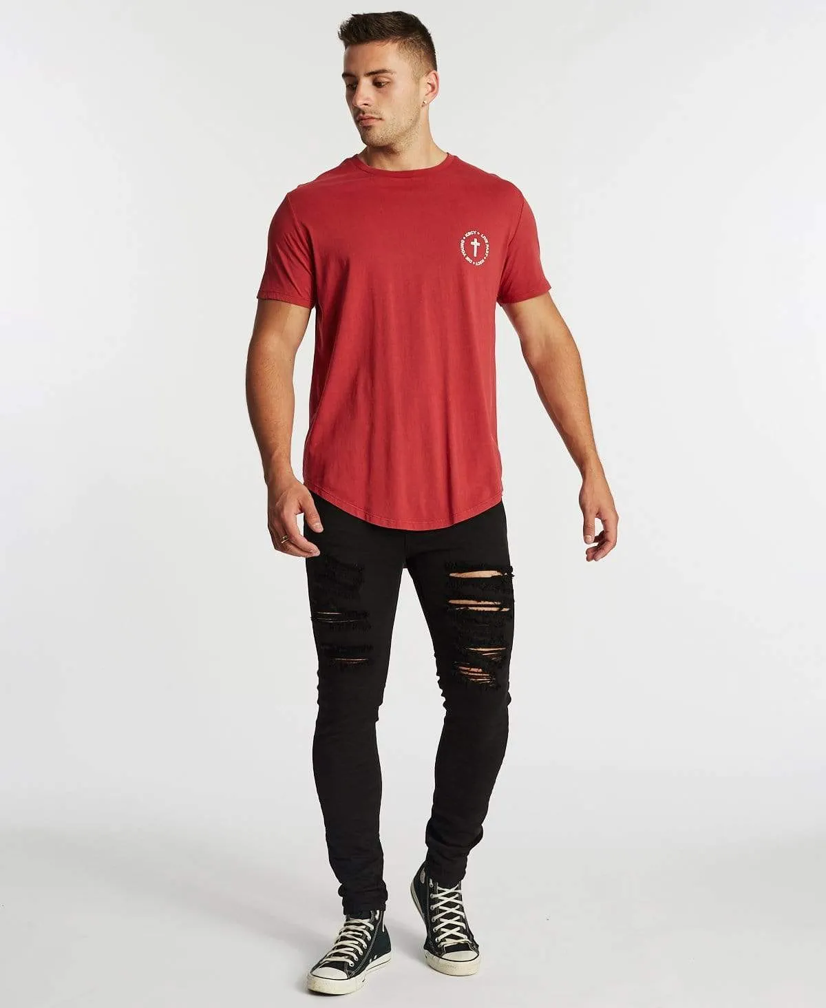Live Fast Dual Curved T-Shirt Pigment Burgundy sold by Neverland product image thumbnail 4