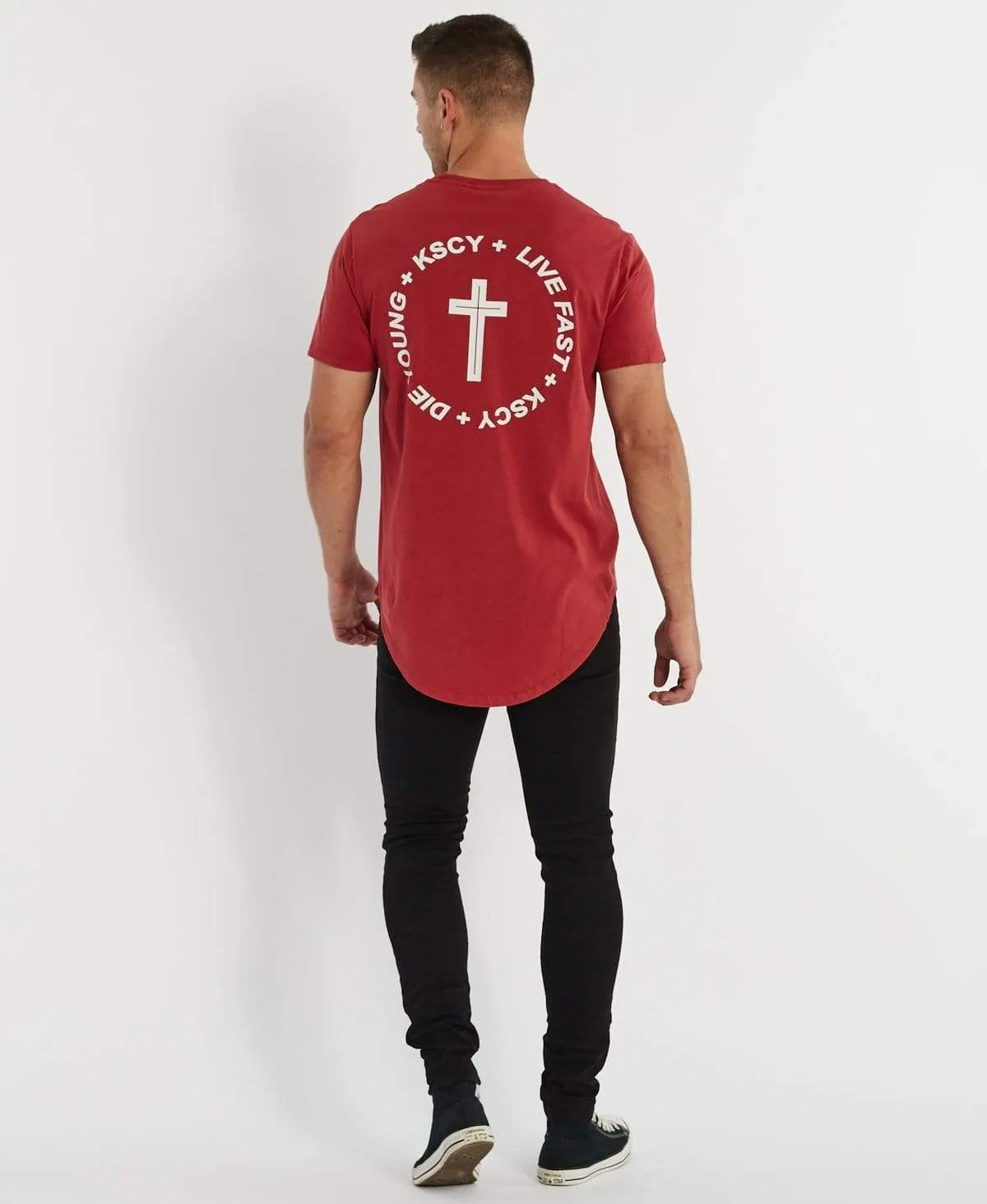 Live Fast Dual Curved T-Shirt Pigment Burgundy sold by Neverland product image thumbnail 5