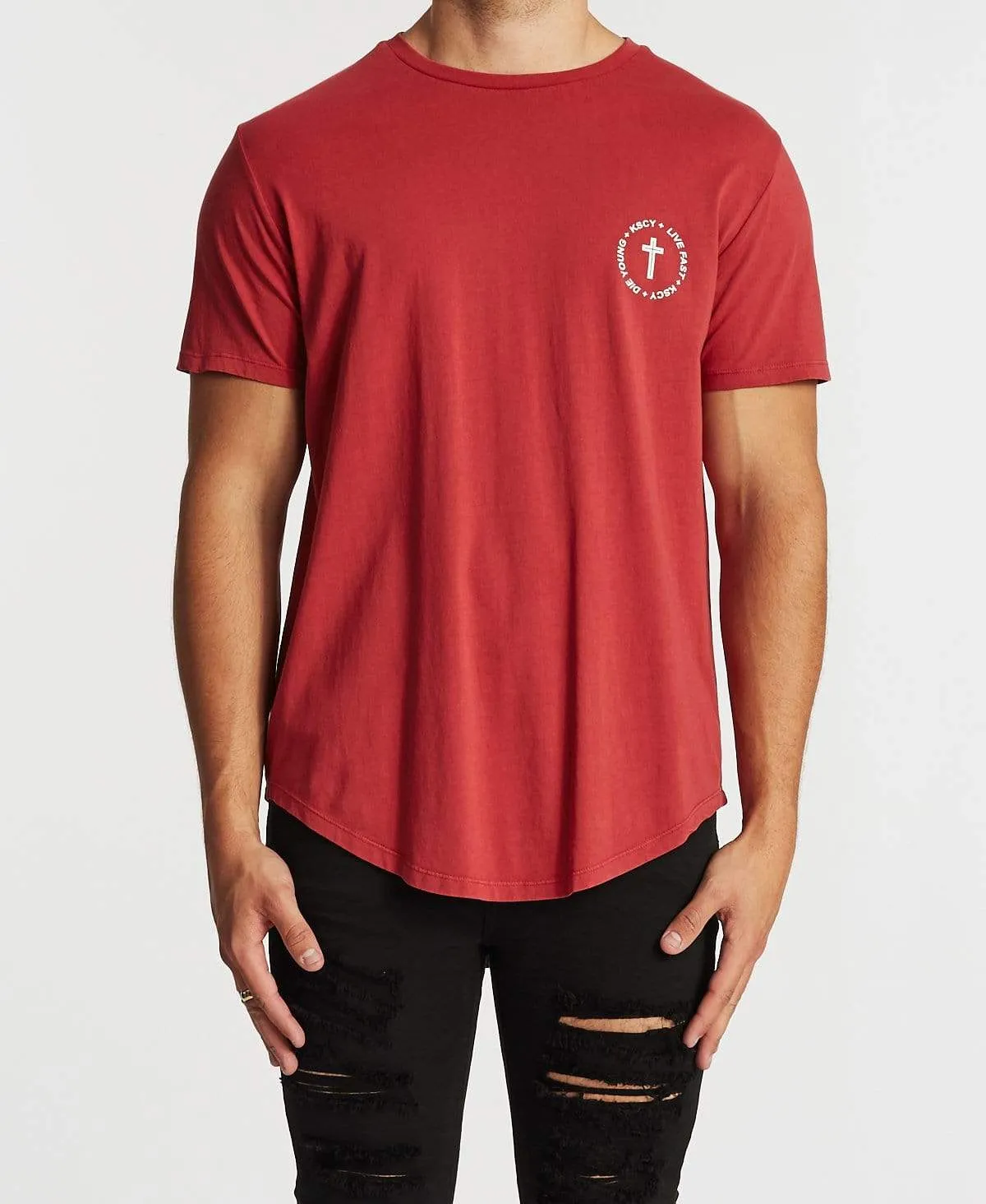 Live Fast Dual Curved T-Shirt Pigment Burgundy sold by Neverland product image thumbnail 2