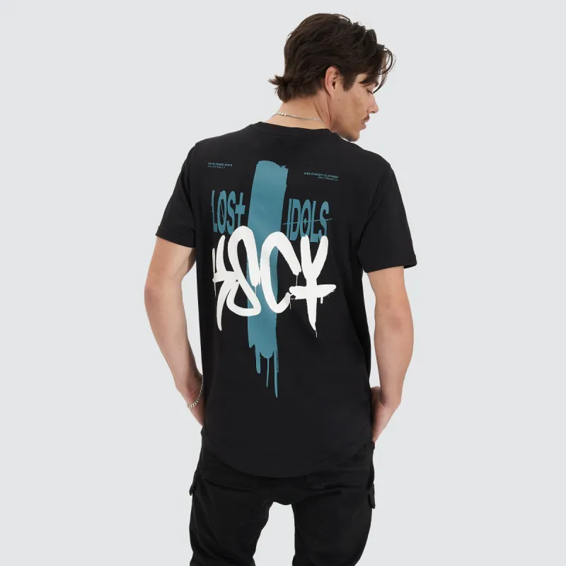 Faded Echo Dual Curved Tee Jet Black sold by Neverland