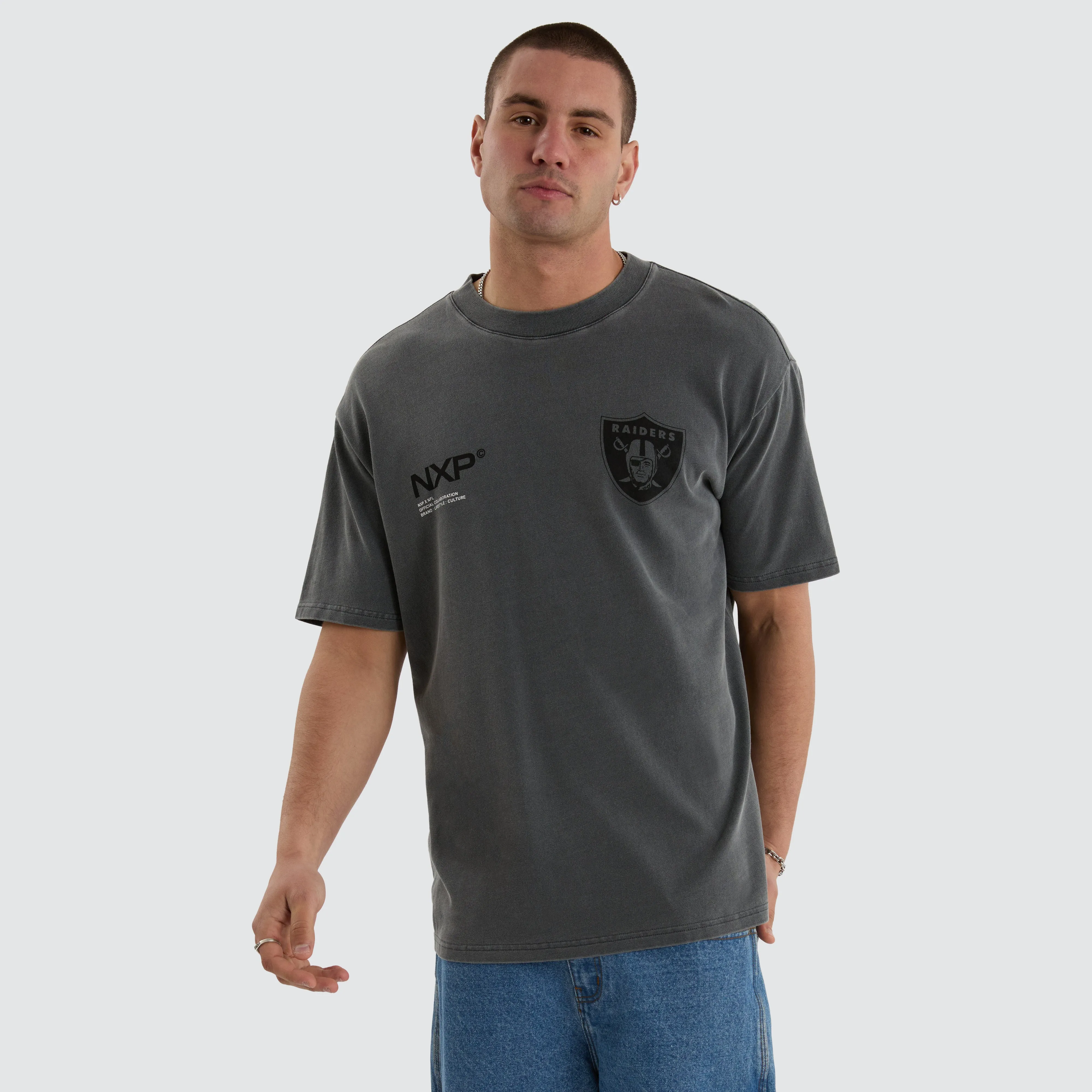 Las Vegas Raiders NFL Box Fit Tee Pigment Charcoal sold by Neverland product image thumbnail 3