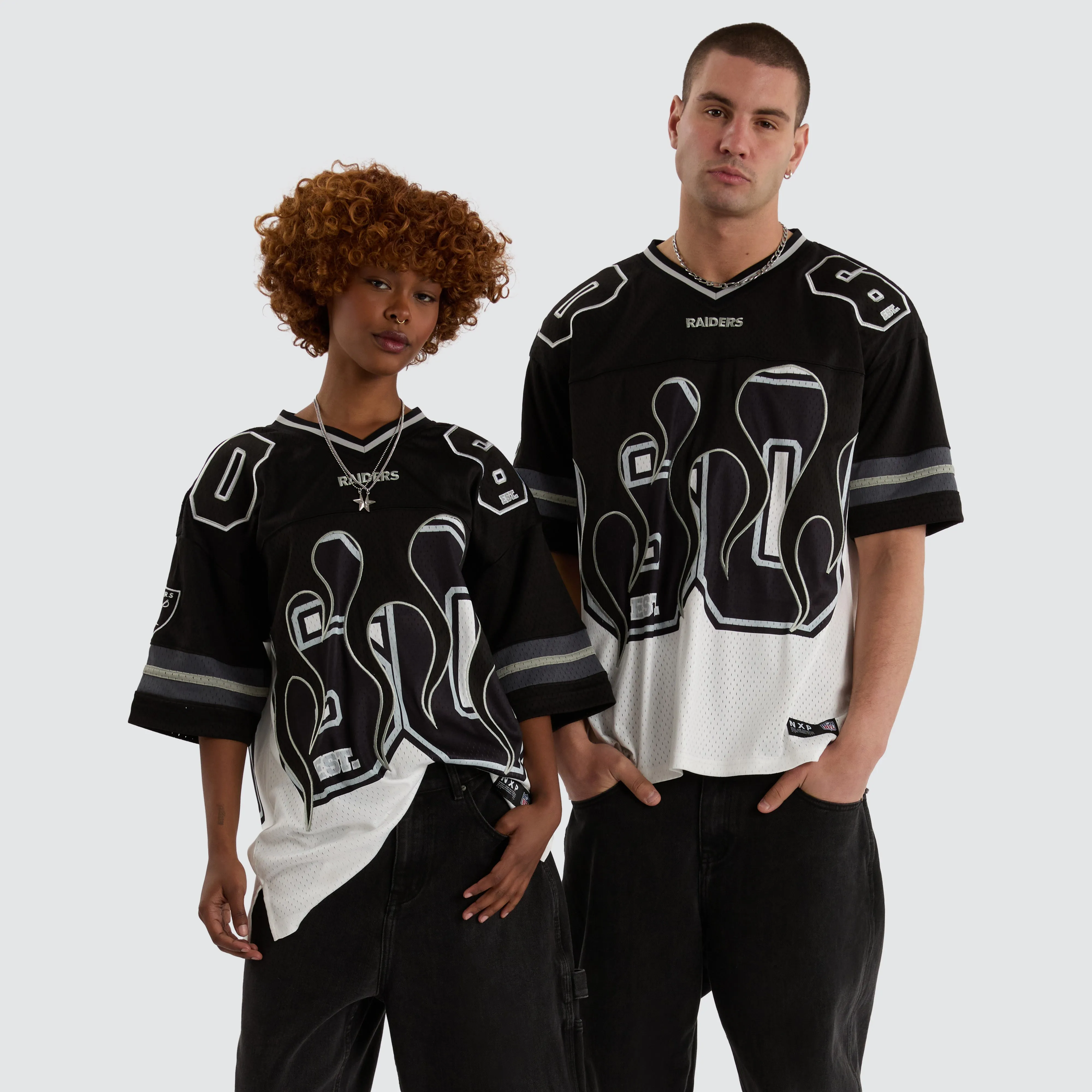 Las Vegas Raiders NFL Flame Jersey Tee Black/White sold by Neverland