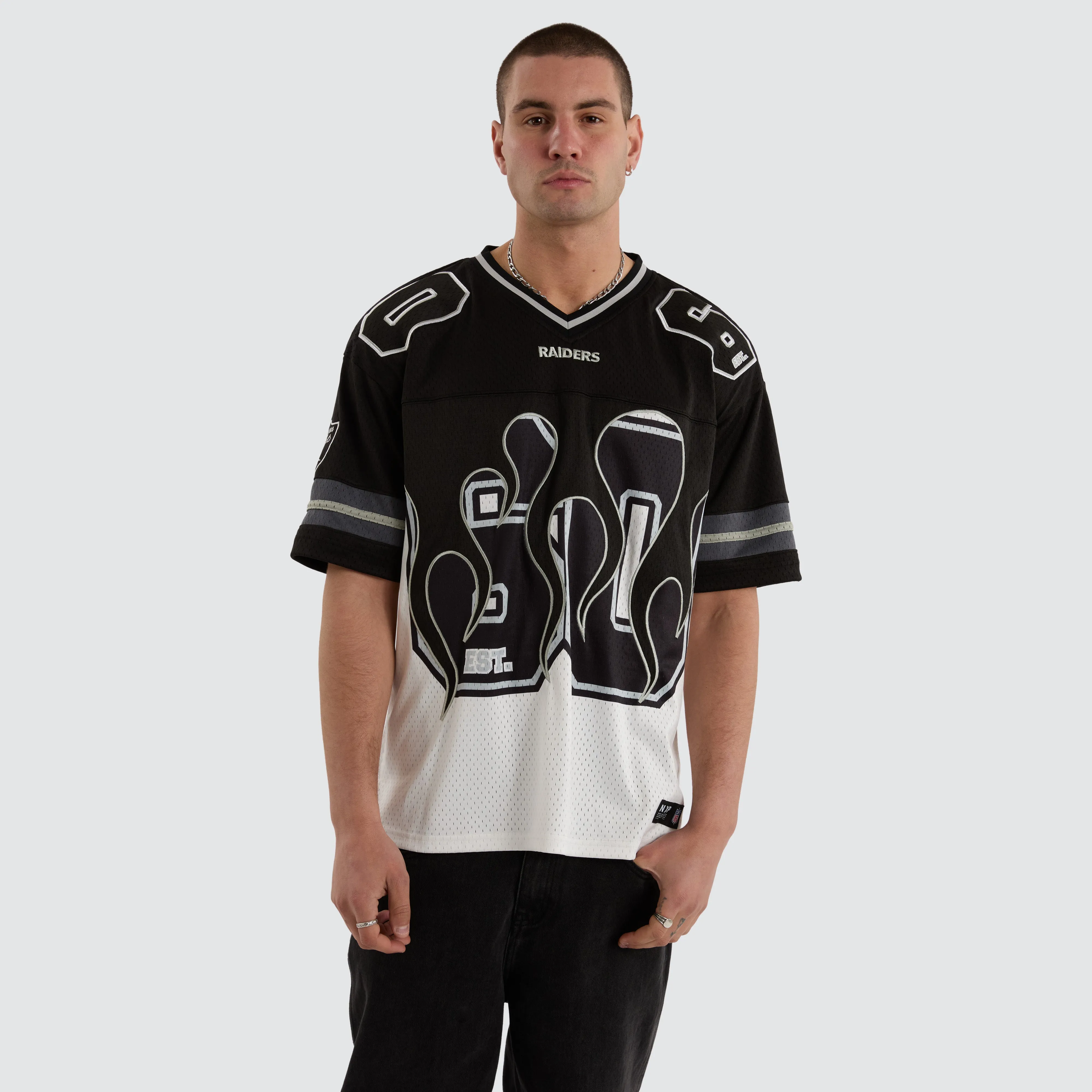 Las Vegas Raiders NFL Flame Jersey Tee Black/White sold by Neverland product image thumbnail 2