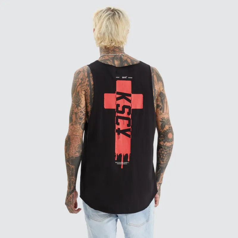 Ripped Raw Muscle Tank Jet Black sold by Neverland