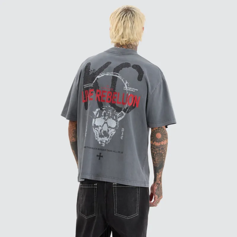 Rebel Street Tee Pigment Charcoal sold by Neverland