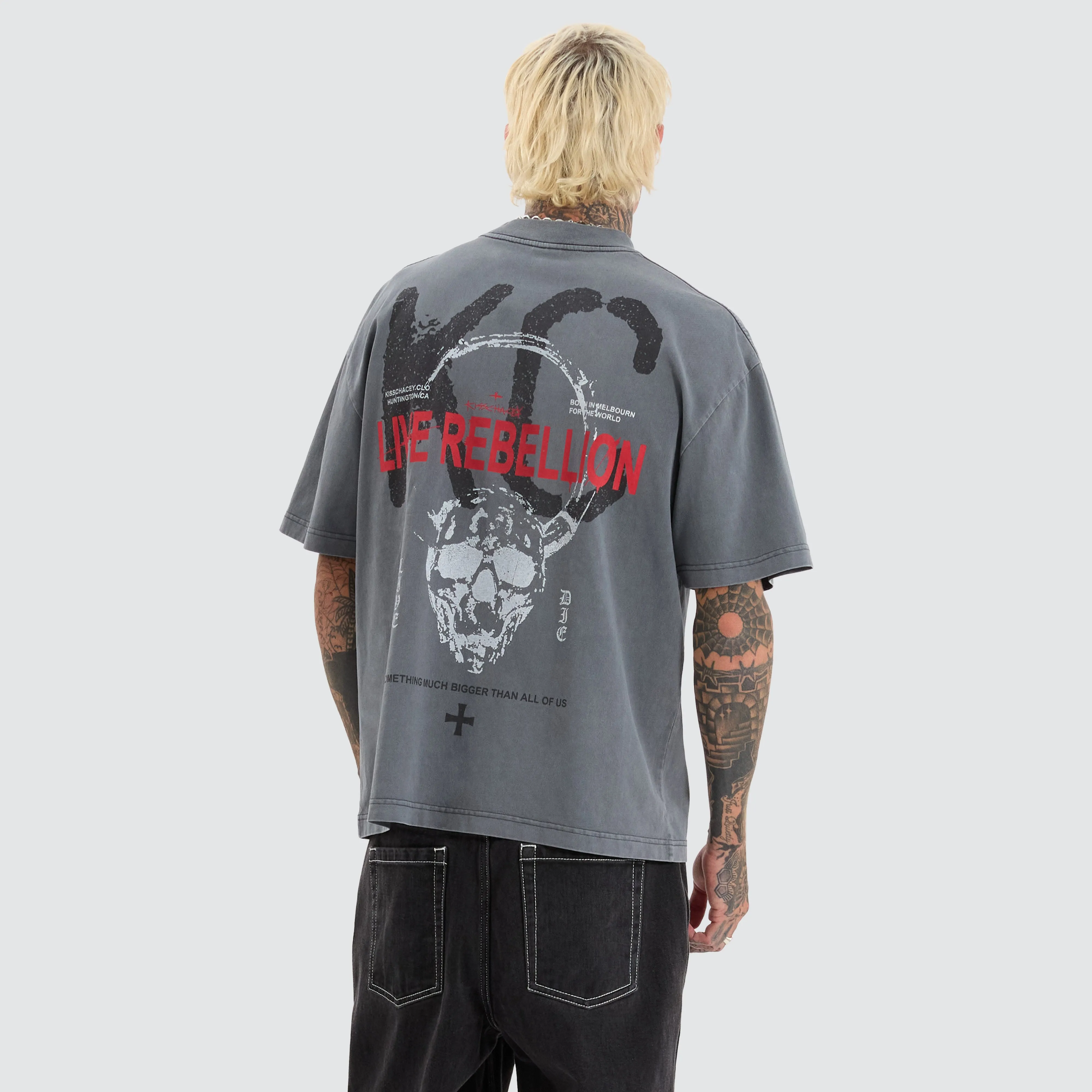 Rebel Street Tee Pigment Charcoal sold by Neverland