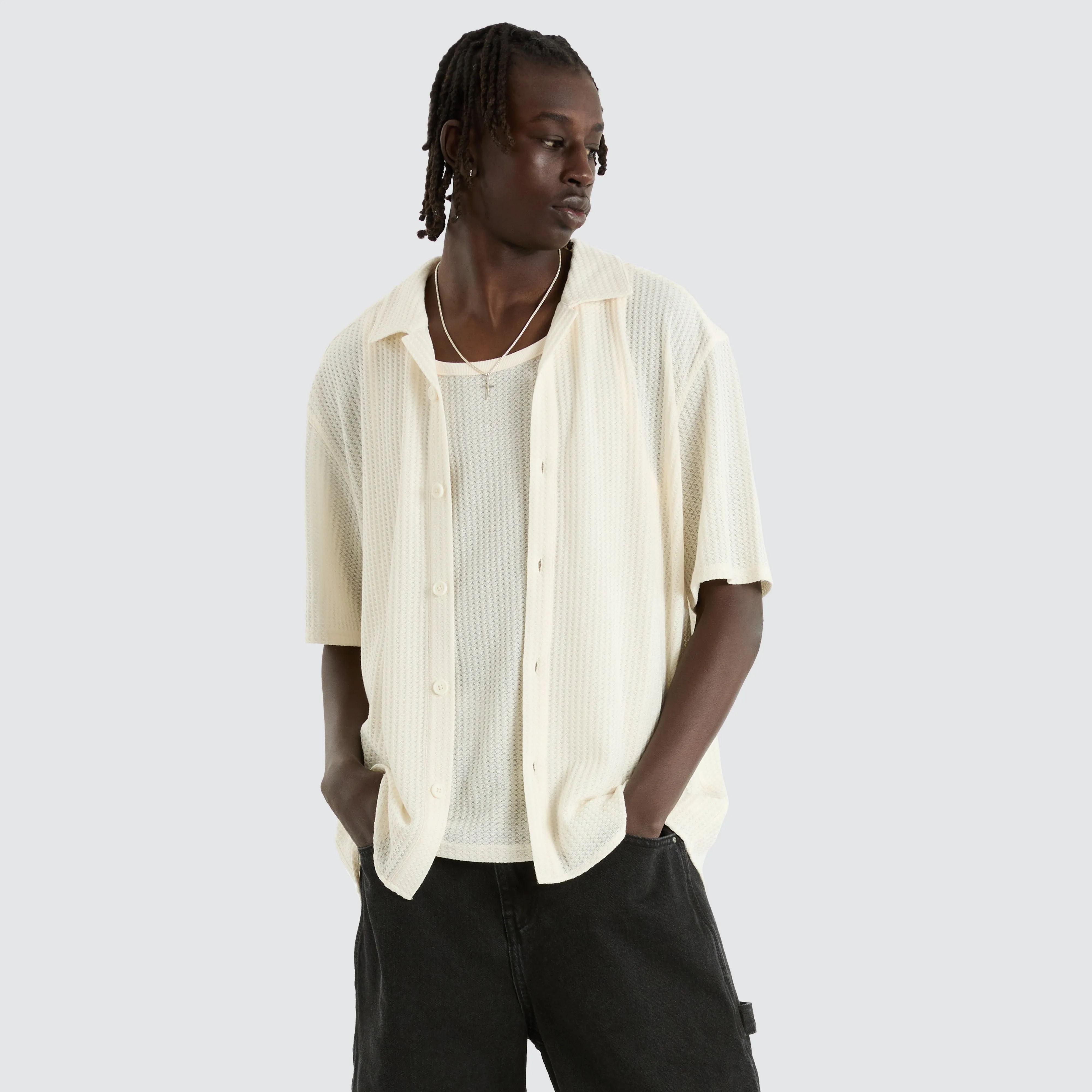 Byron Knit Resort Crop Shirt Natural White sold by Neverland product image thumbnail 2