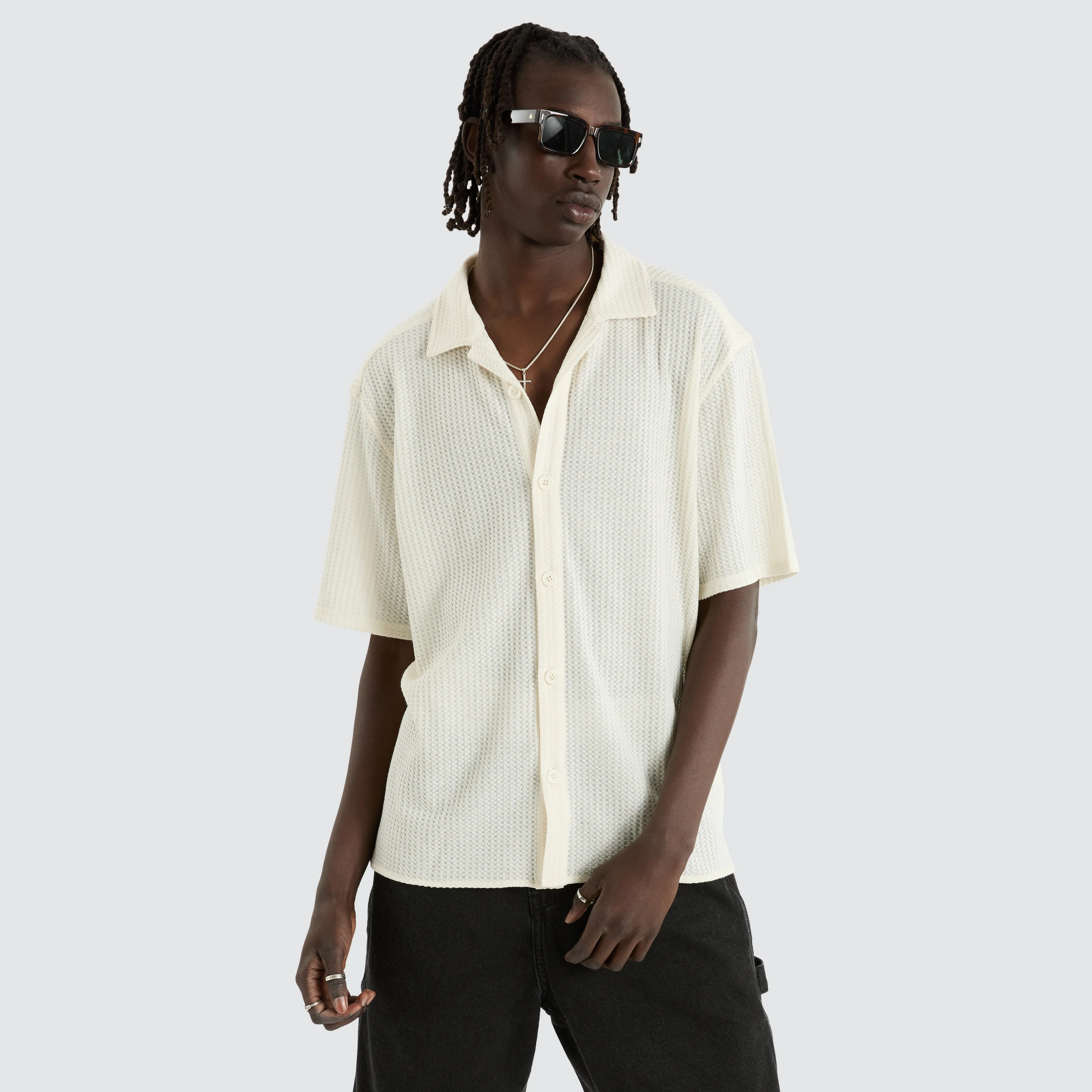 Byron Knit Resort Crop Shirt Natural White sold by Neverland