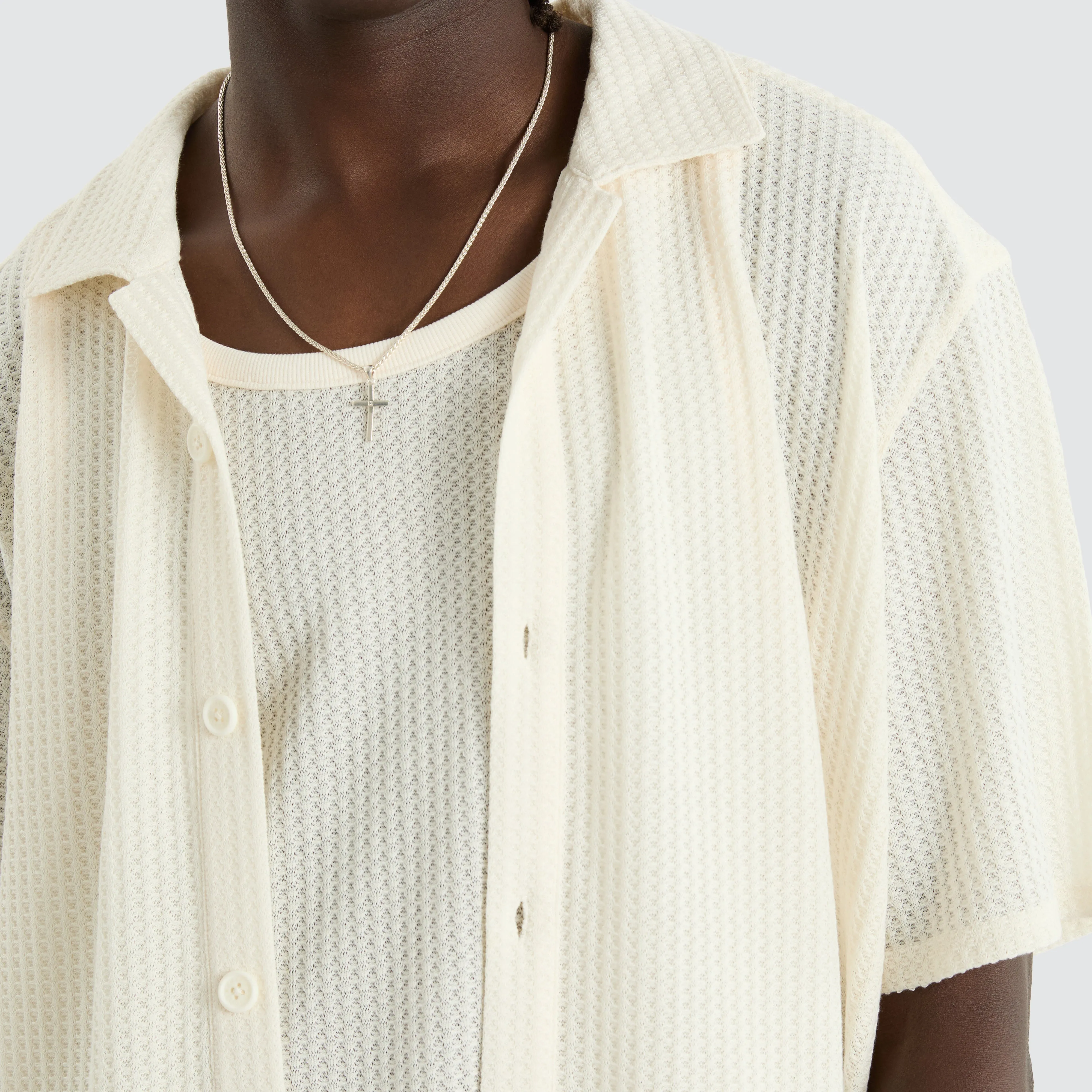 Byron Knit Resort Crop Shirt Natural White sold by Neverland product image thumbnail 3