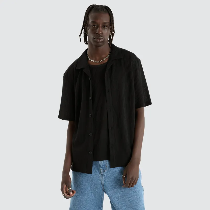 Byron Knit Resort Crop Shirt Black sold by Neverland