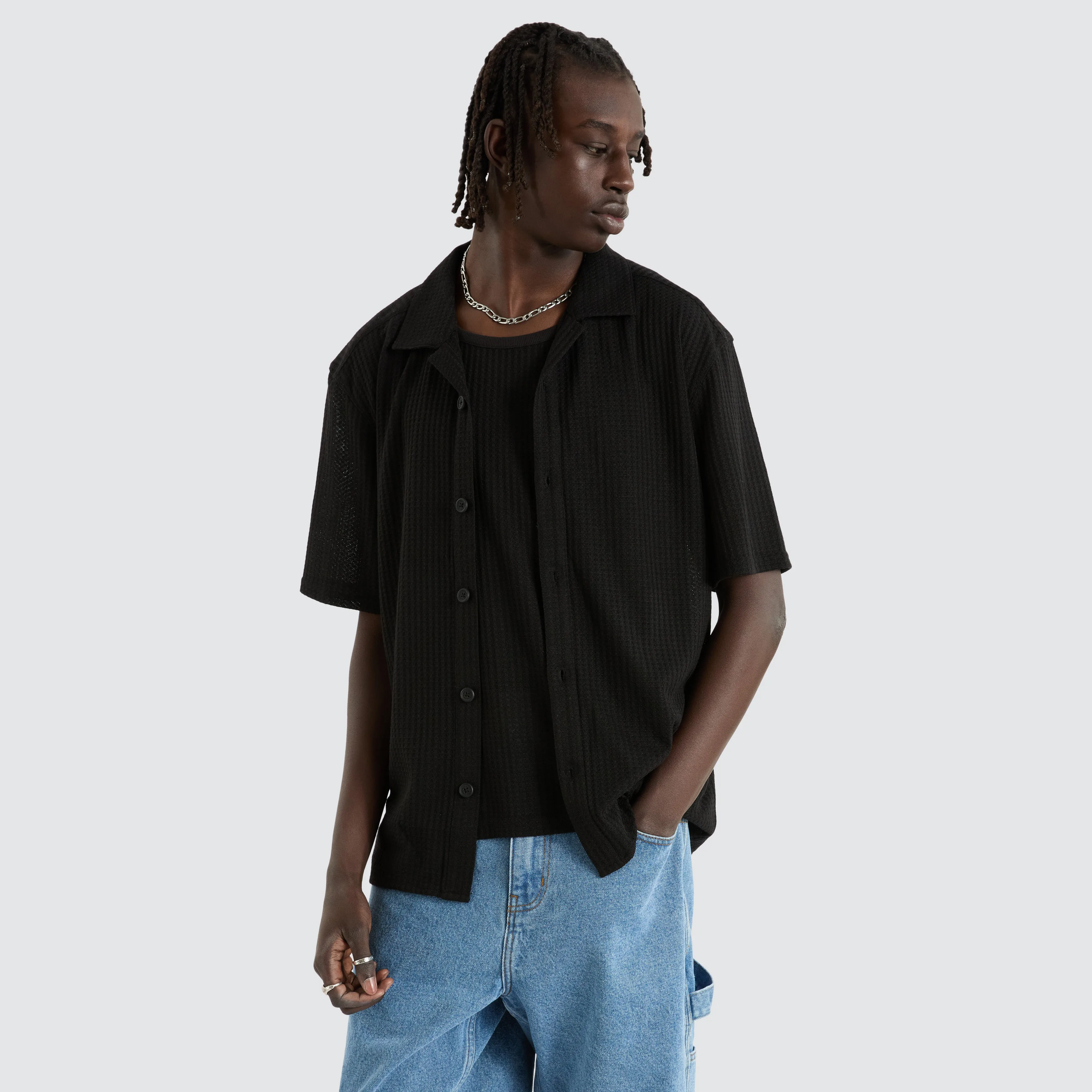 Byron Knit Resort Crop Shirt Black sold by Neverland product image thumbnail 5