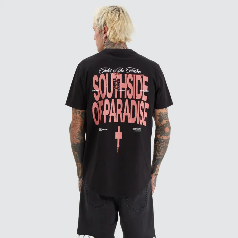 Untie Dual Curved Tee Jet Black sold by Neverland