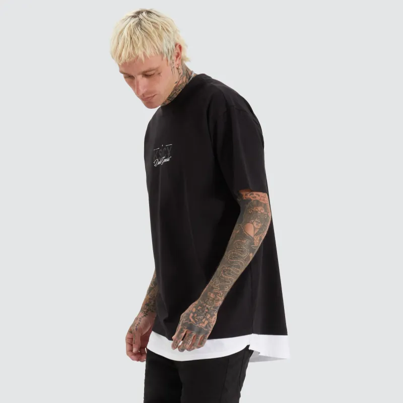 Celtic Box Fit Layer Tee Jet Black sold by Neverland