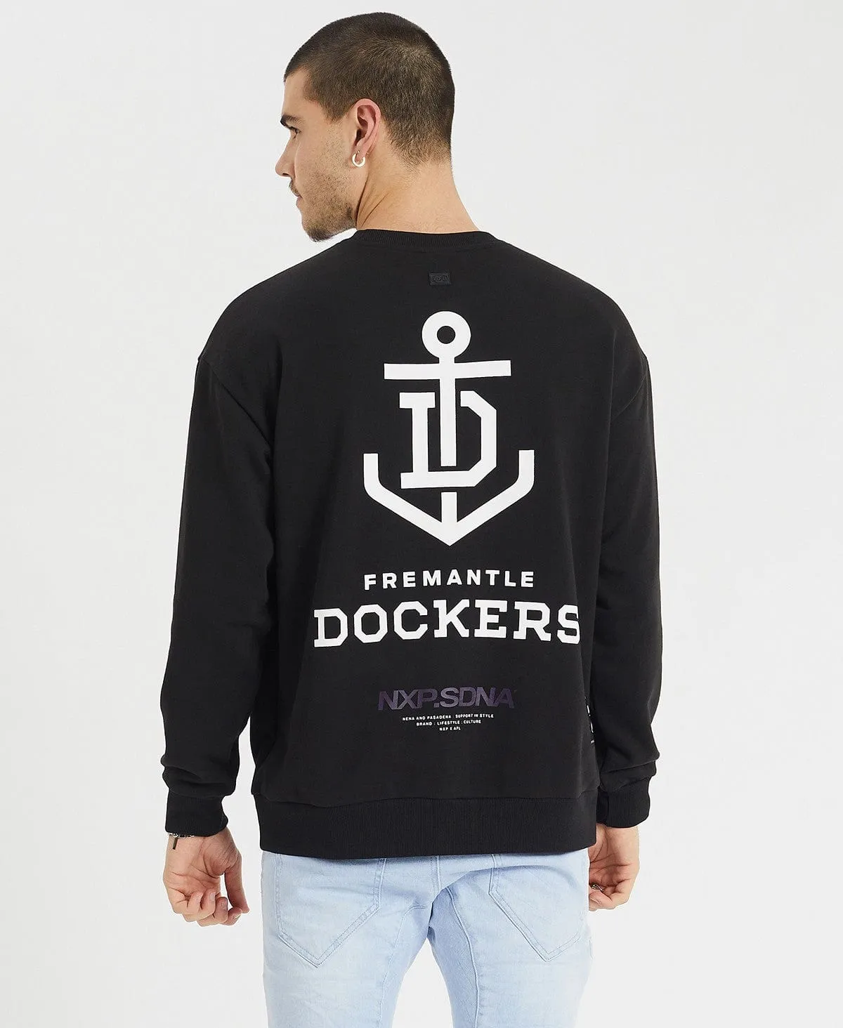 Fremantle Relaxed Crew Jumper Jet Black sold by Neverland