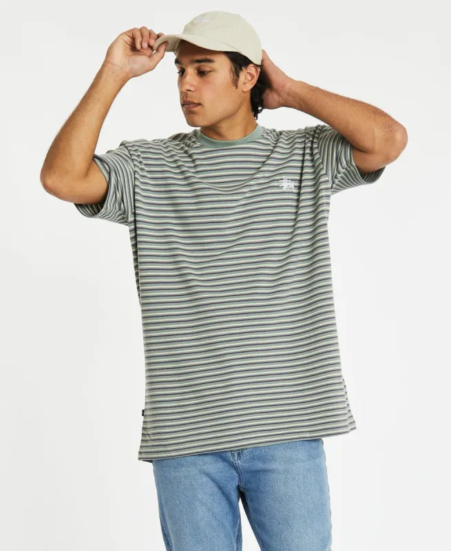 Pique Graffiti Stripe Short Sleeve T-Shirt Sage Green sold by Neverland