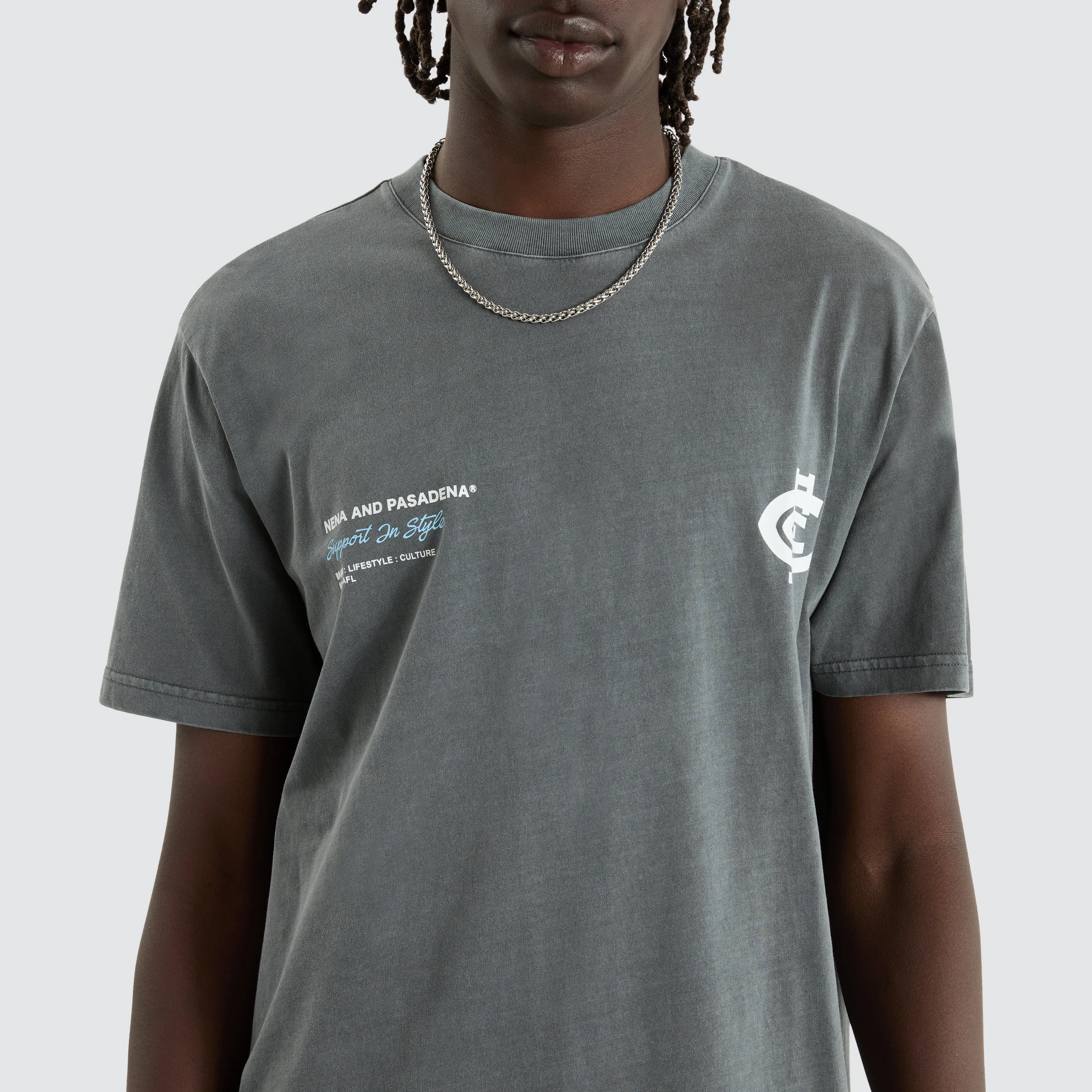 Carlton Blues AFL Dual Curved Tee Pigment Charcoal sold by Neverland product image thumbnail 3