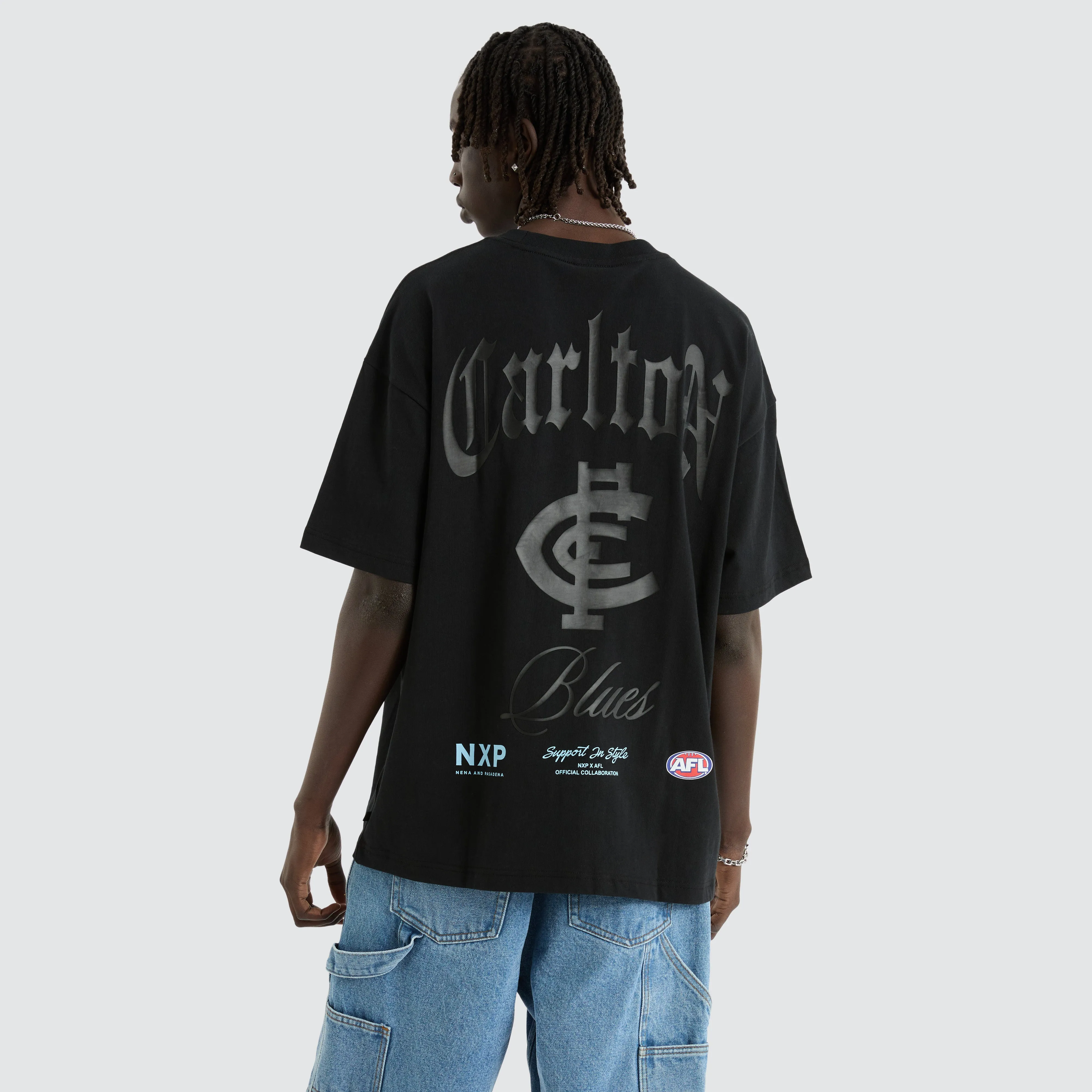 Carlton Blues AFL Blacked Out Raptor Tee Anthracite Black sold by Neverland