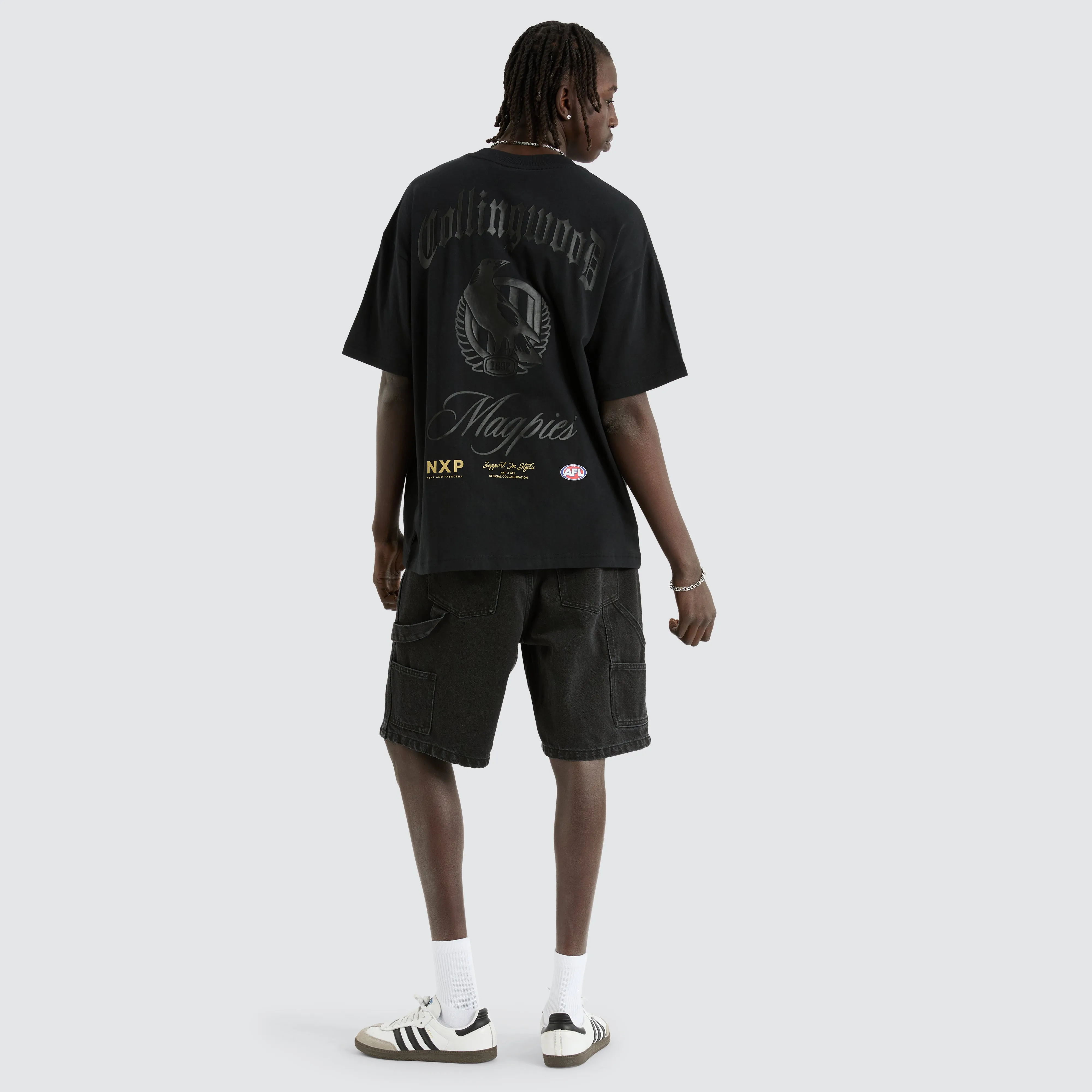 Collingwood Magpies AFL Blacked Out Raptor Tee Anthracite Black sold by Neverland product image thumbnail 4