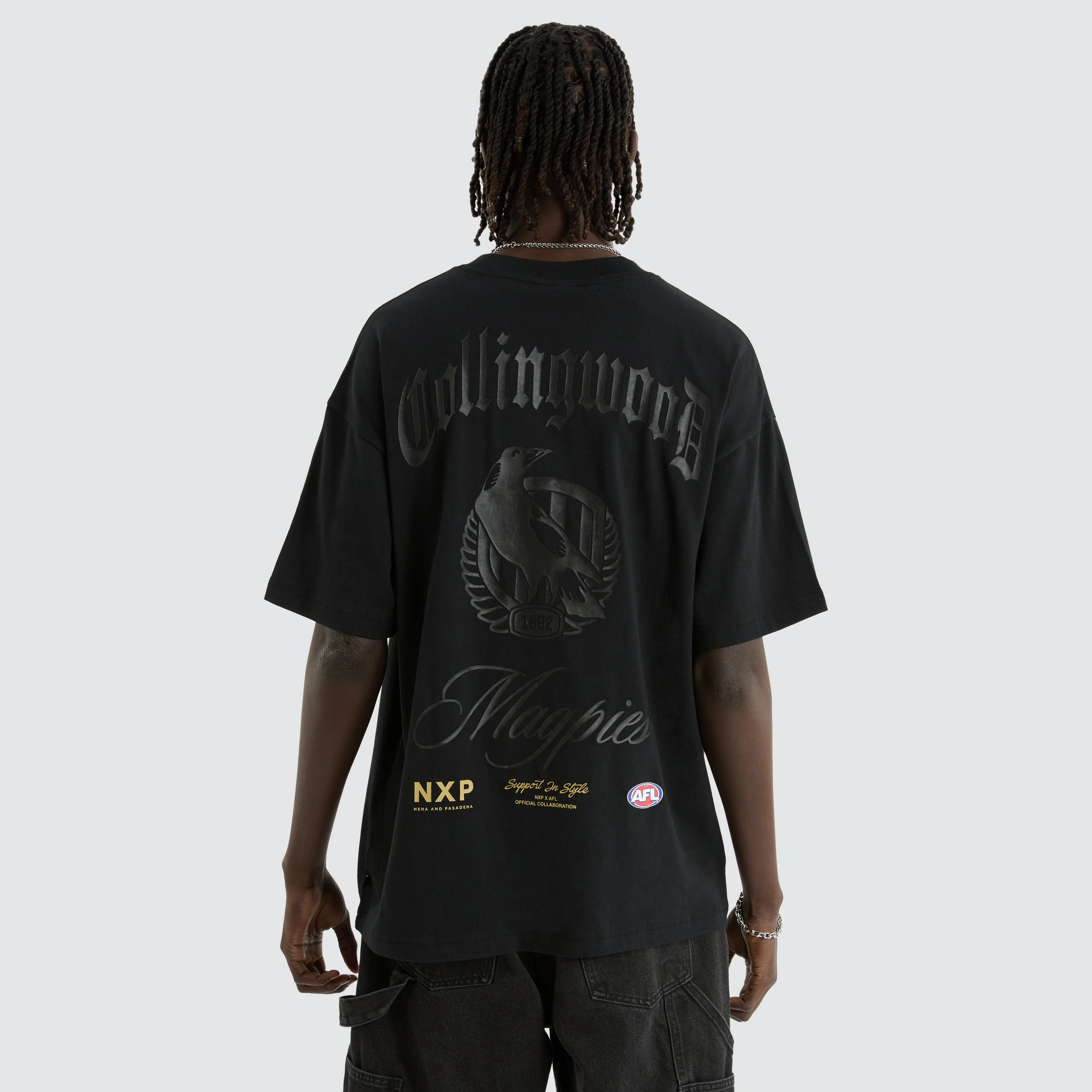 Collingwood Magpies AFL Blacked Out Raptor Tee Anthracite Black sold by Neverland