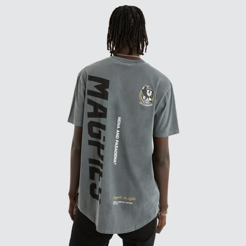 Collingwood Magpies AFL Dual Curved Tee Pigment Charcoal sold by Neverland