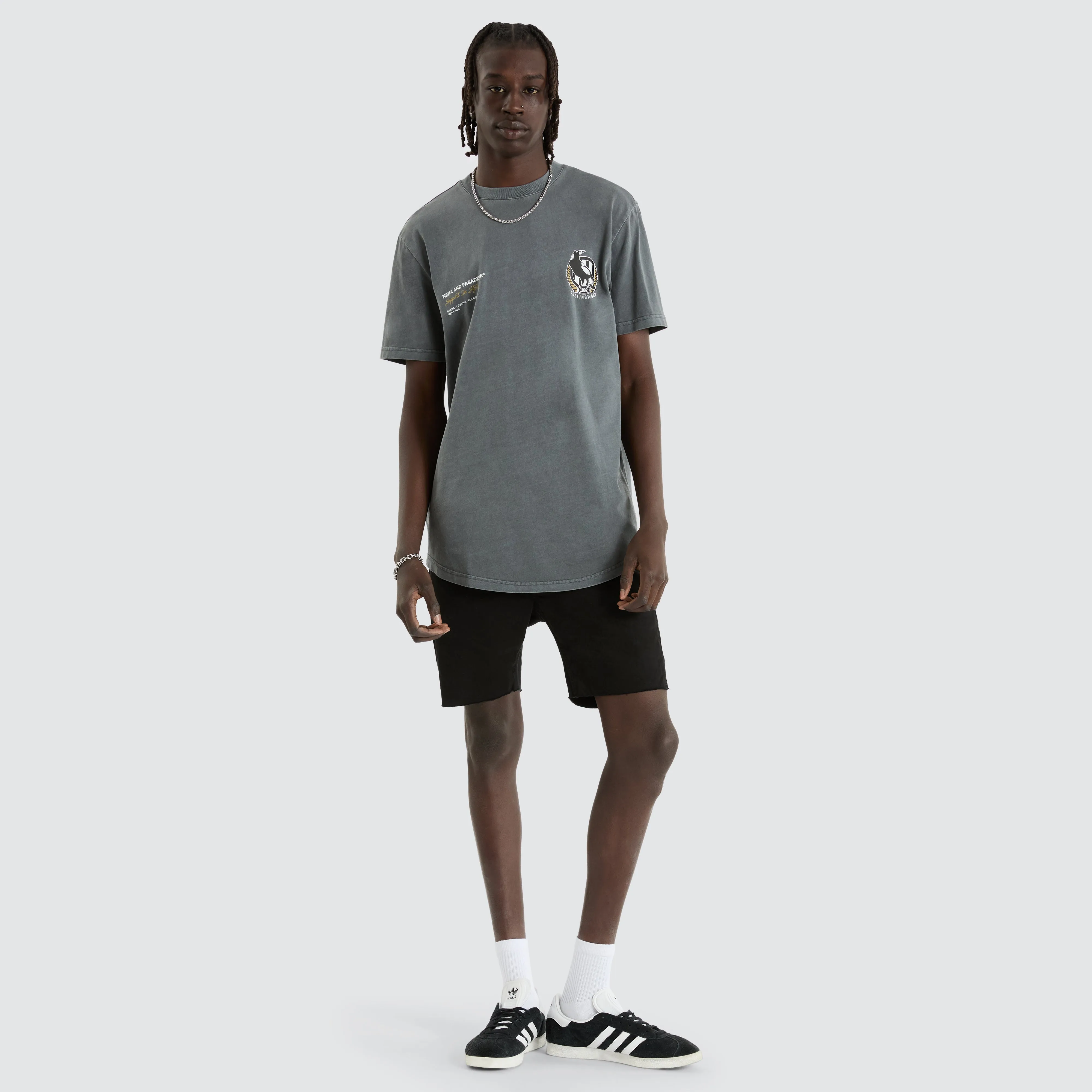 Collingwood Magpies AFL Dual Curved Tee Pigment Charcoal sold by Neverland product image thumbnail 5