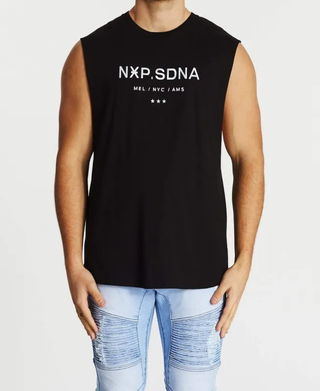 Unknowing Scoop Back Muscle Tee Jet Black sold by Neverland