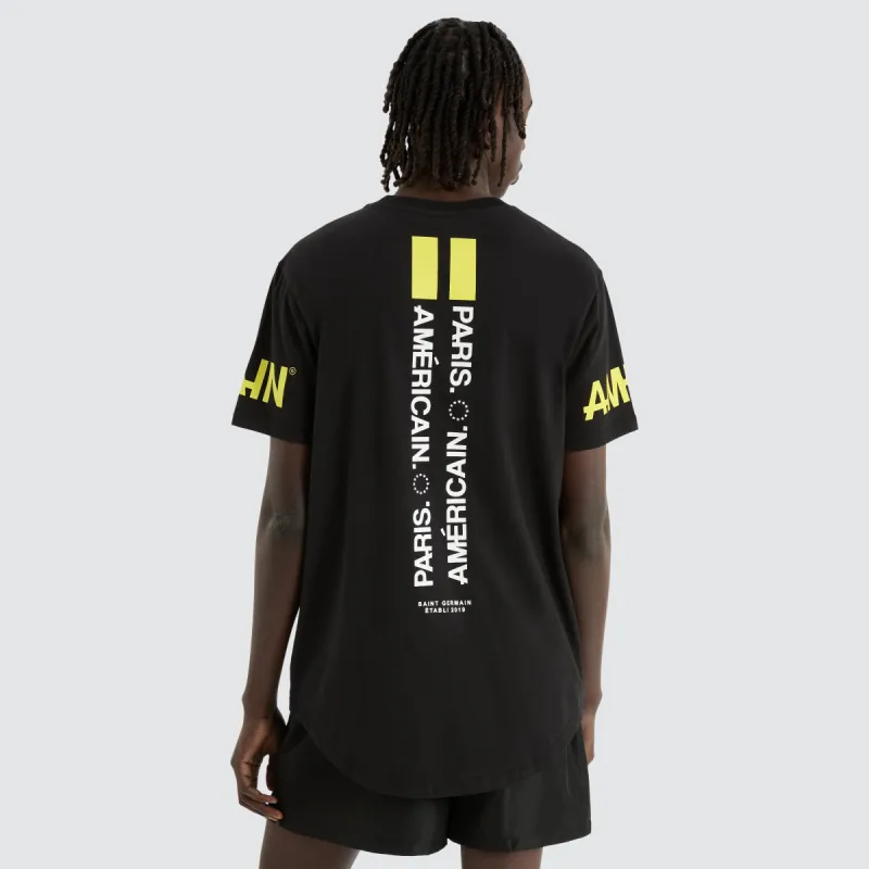 Aedan Dual Curved Tee Jet Black sold by Neverland