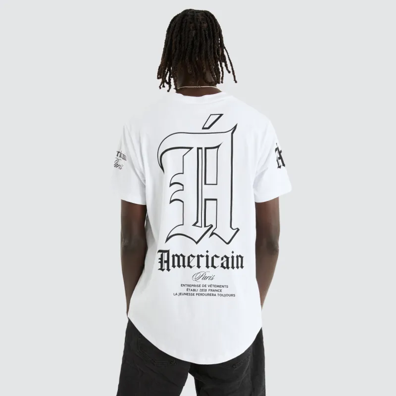 Alden Dual Curved Tee Optical White sold by Neverland