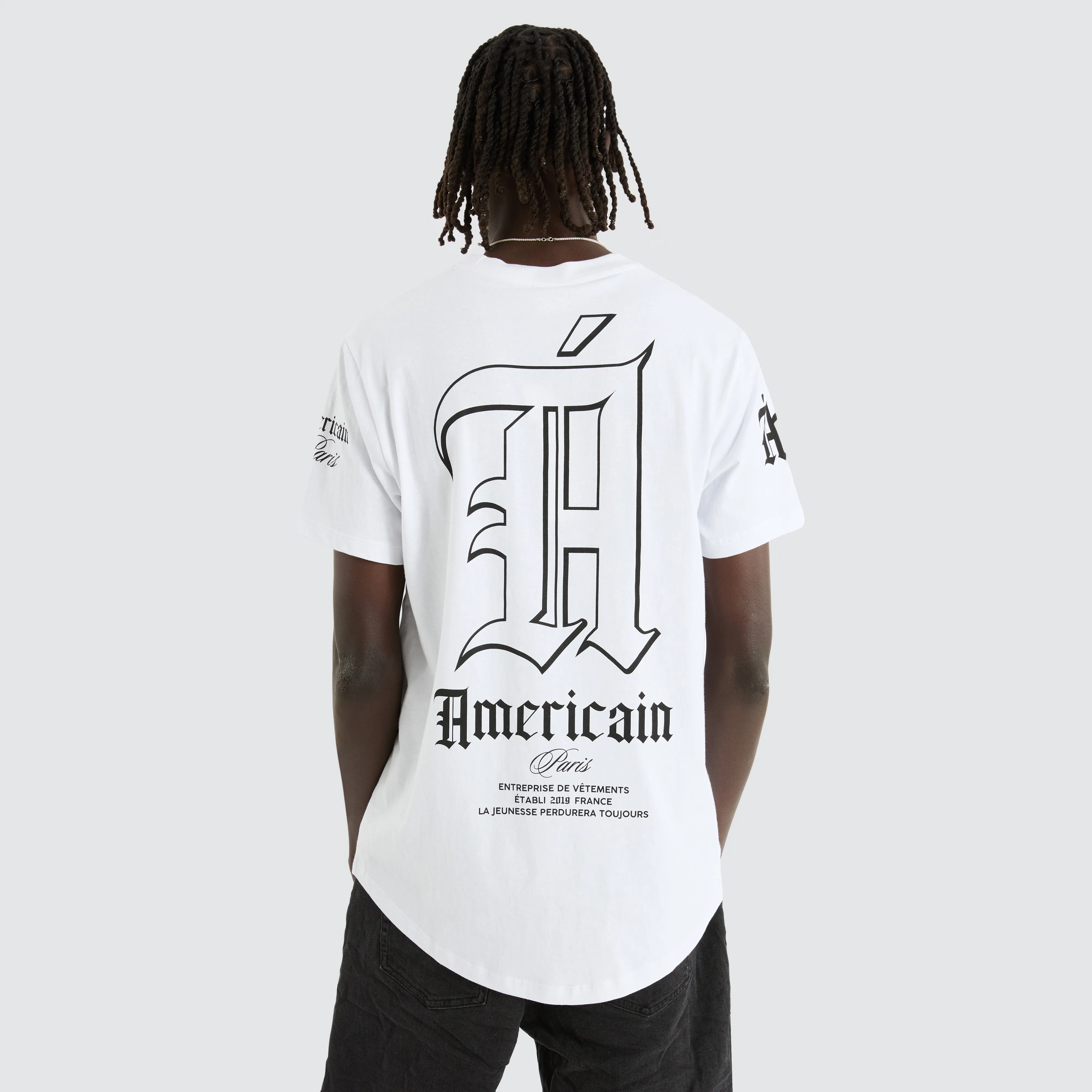 Alden Dual Curved Tee Optical White sold by Neverland