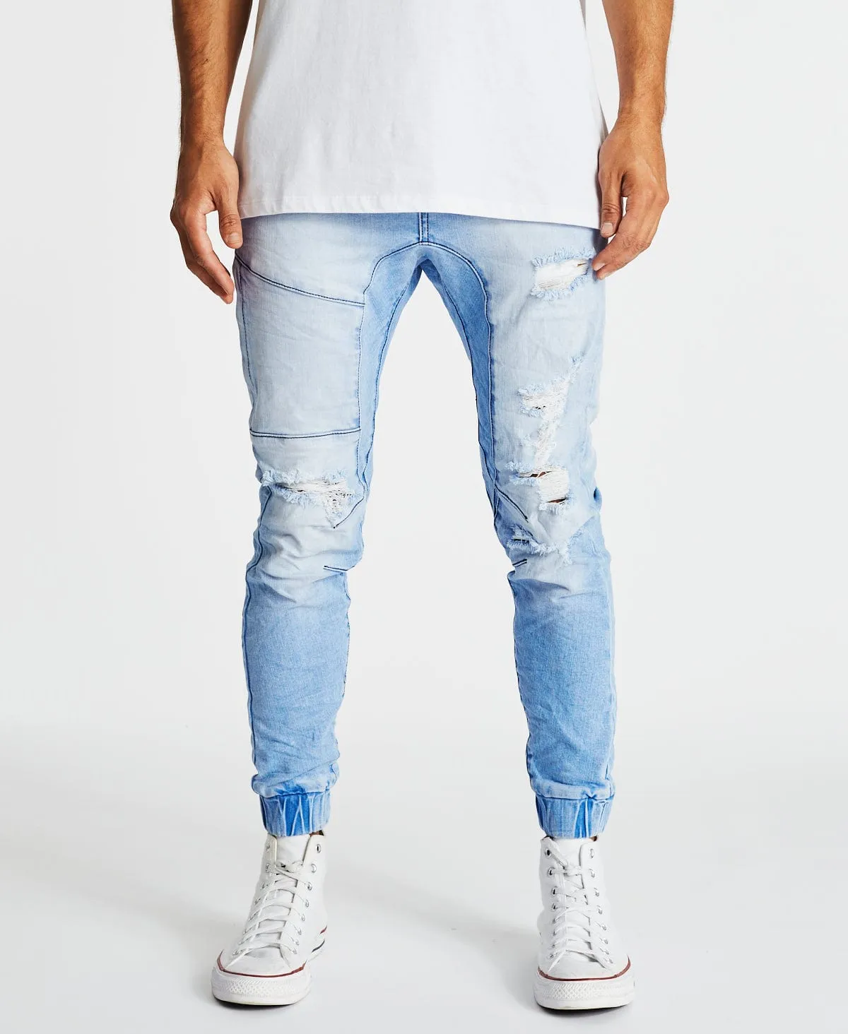Spartan Denim Jogger Pants Crystal Blue sold by Neverland