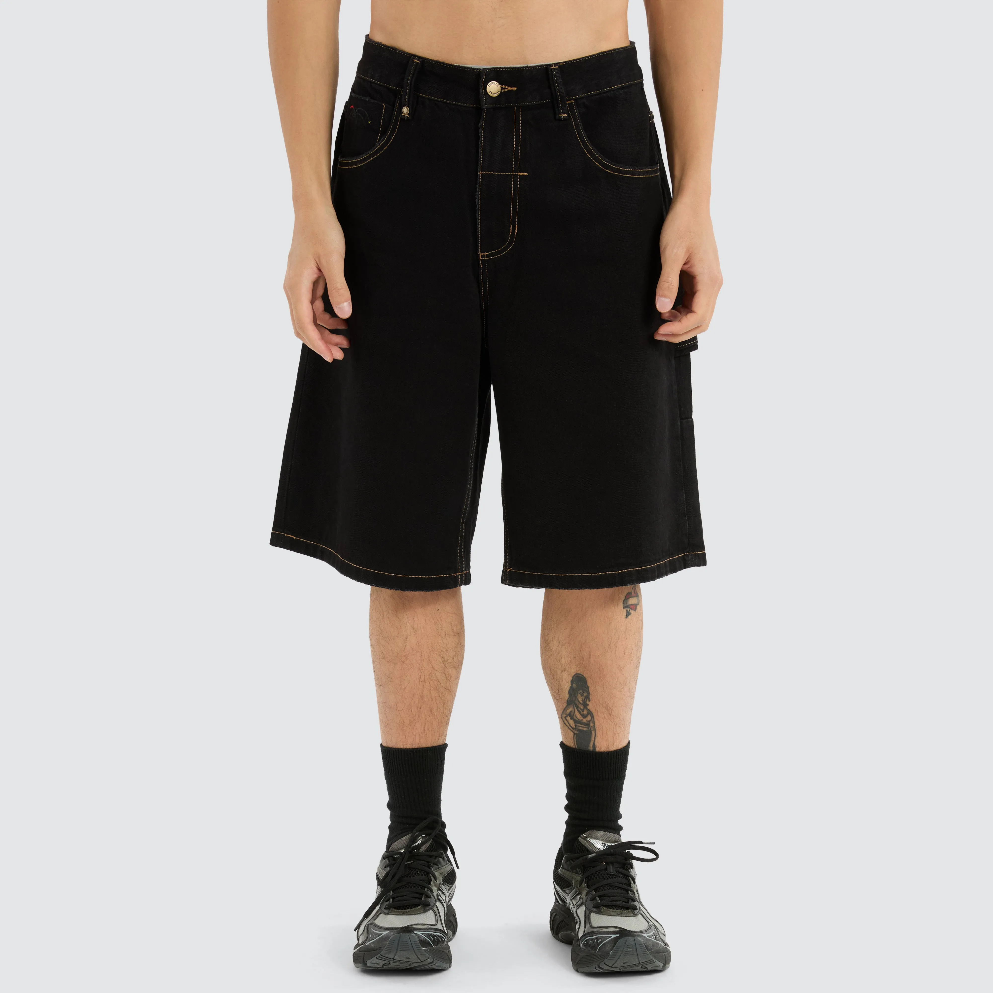Big Slacker Denim Short Black Rinse sold by Neverland
