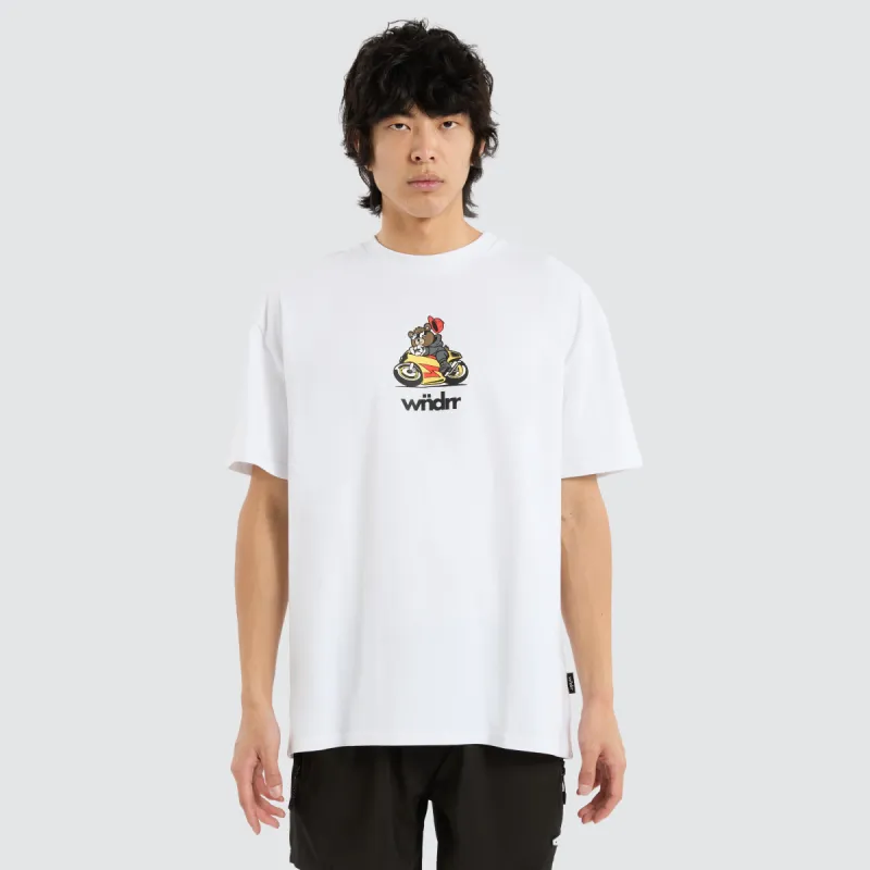 Biker Box Fit Tee White sold by Neverland