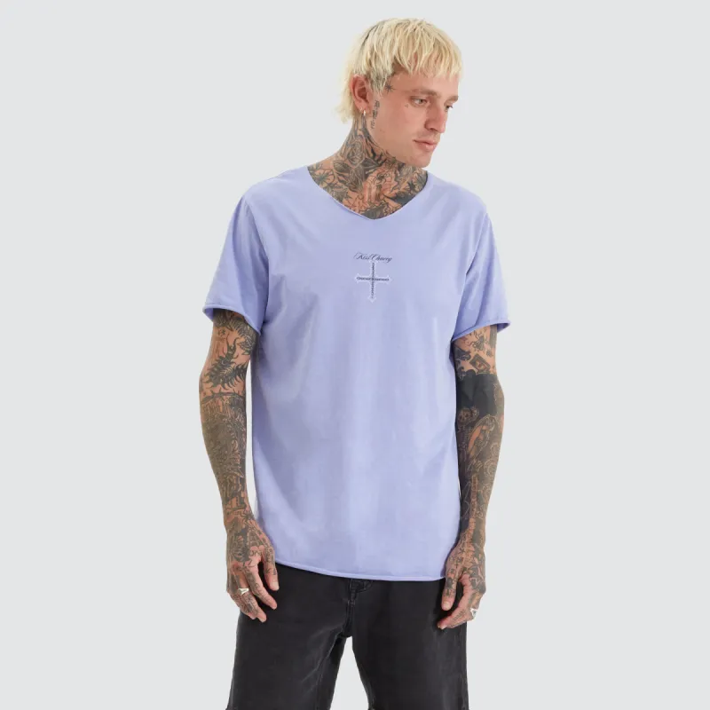 Chained Raw V-neck Tee Pigment Thistle Down sold by Neverland