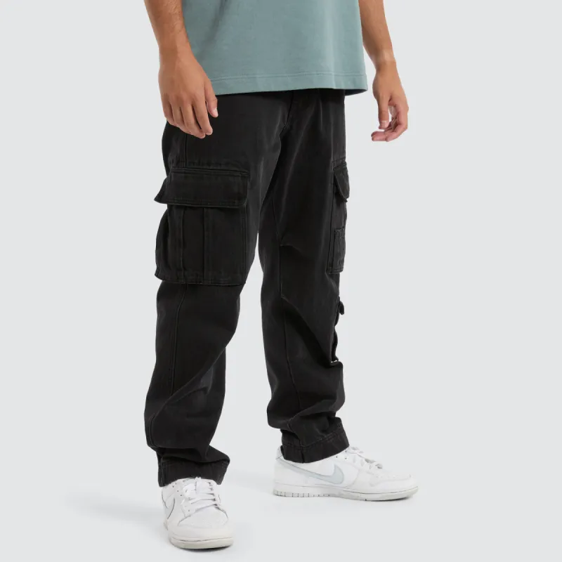 Colby Denim Cargo Pant Washed Black sold by Neverland