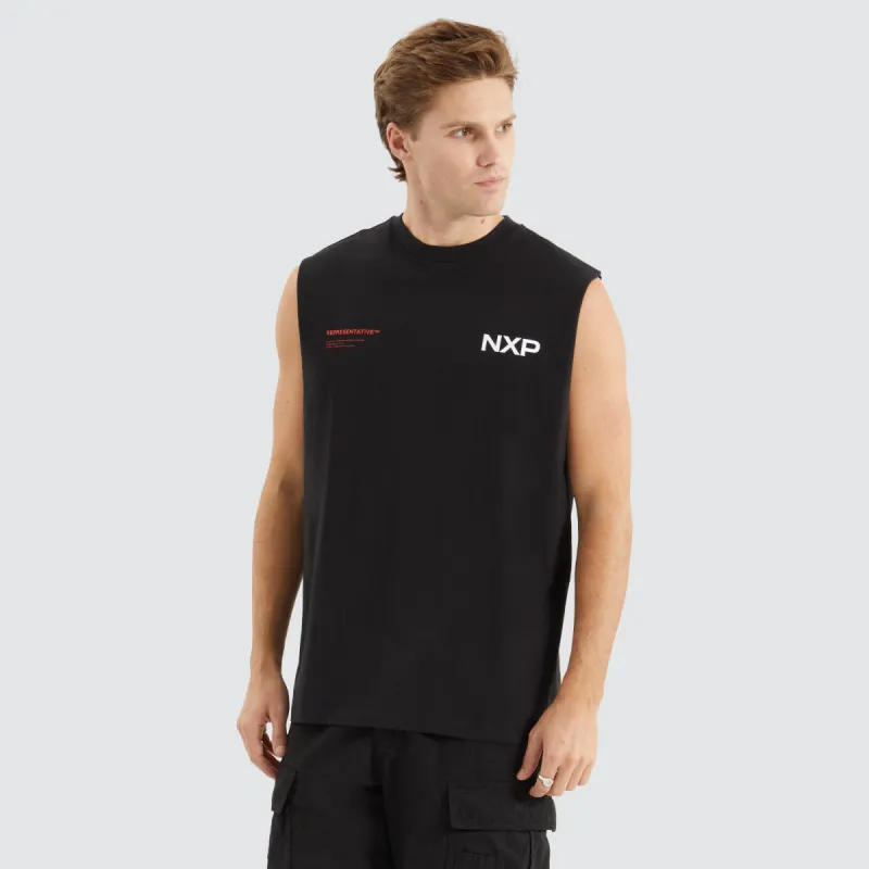 Delta Time Relaxed Muscle Tee Jet Black sold by Neverland