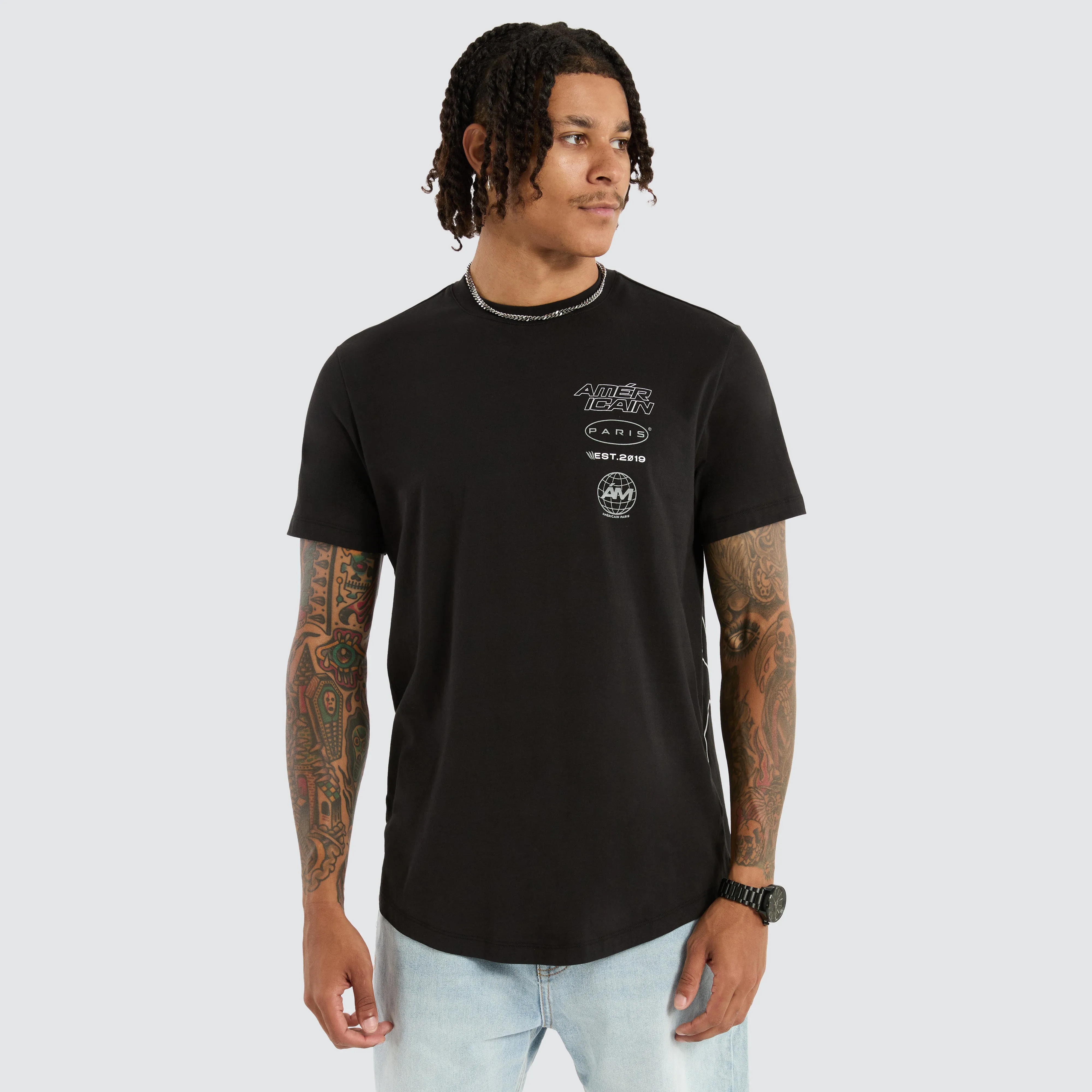 Remy Dual Curved Tee Jet Black sold by Neverland