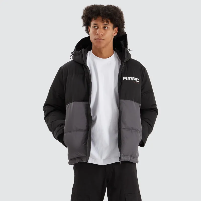 Harlem Hooded Puffer Jacket Black/Asphalt sold by Neverland