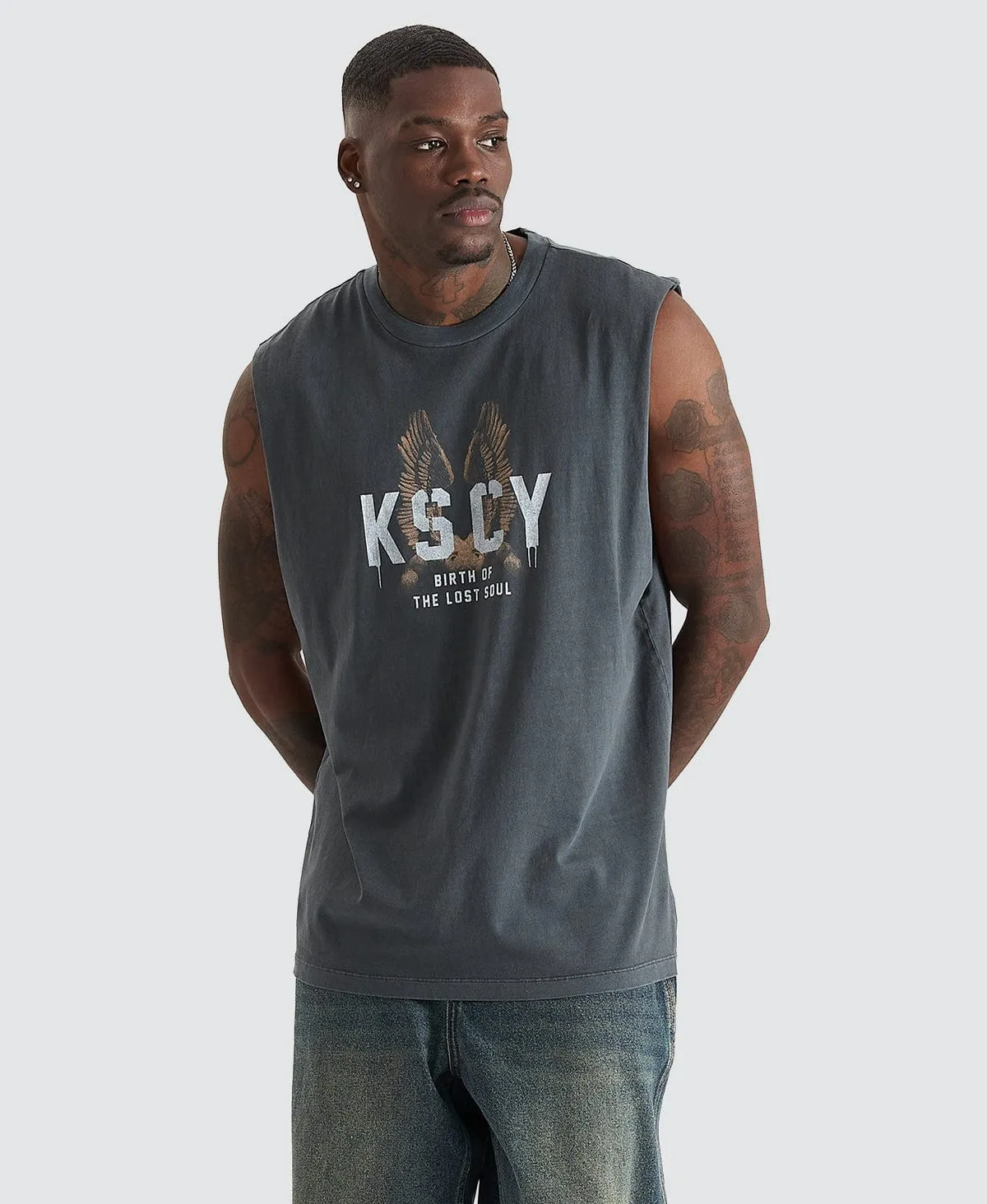 Dominions Relaxed Fit Muscle Tee Pigment Asphalt Grey sold by Neverland