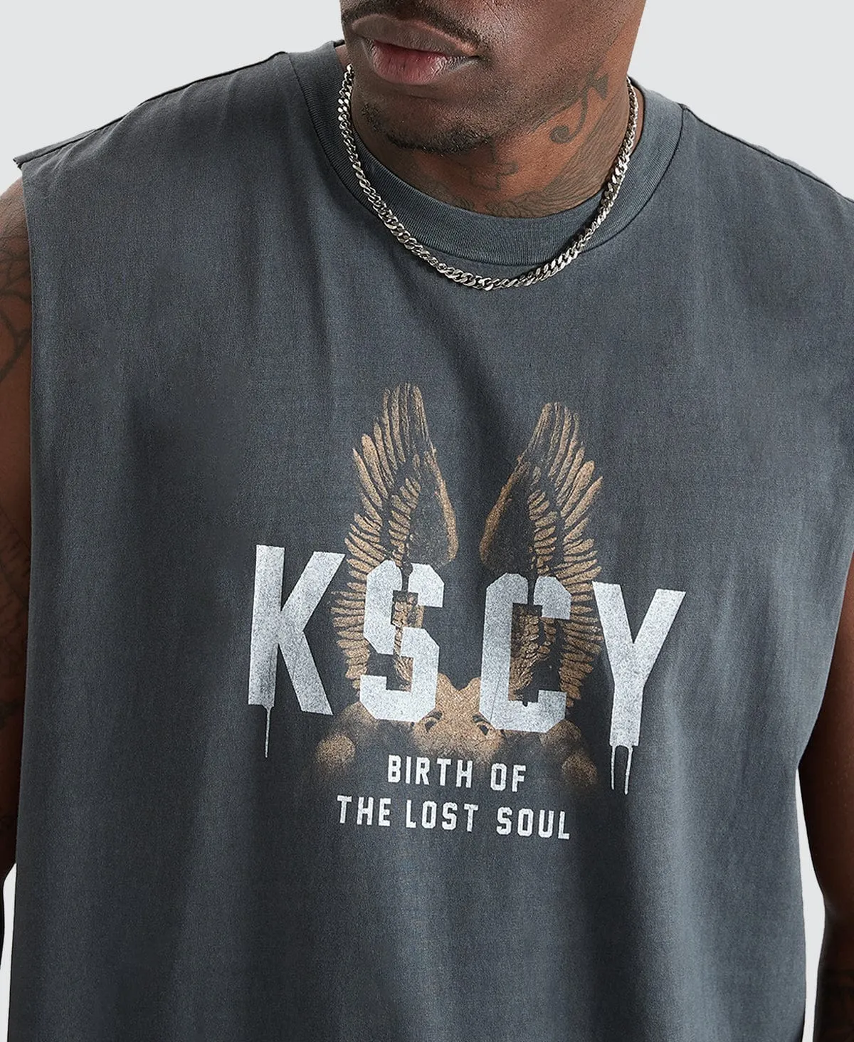 Dominions Relaxed Fit Muscle Tee Pigment Asphalt Grey sold by Neverland product image thumbnail 5