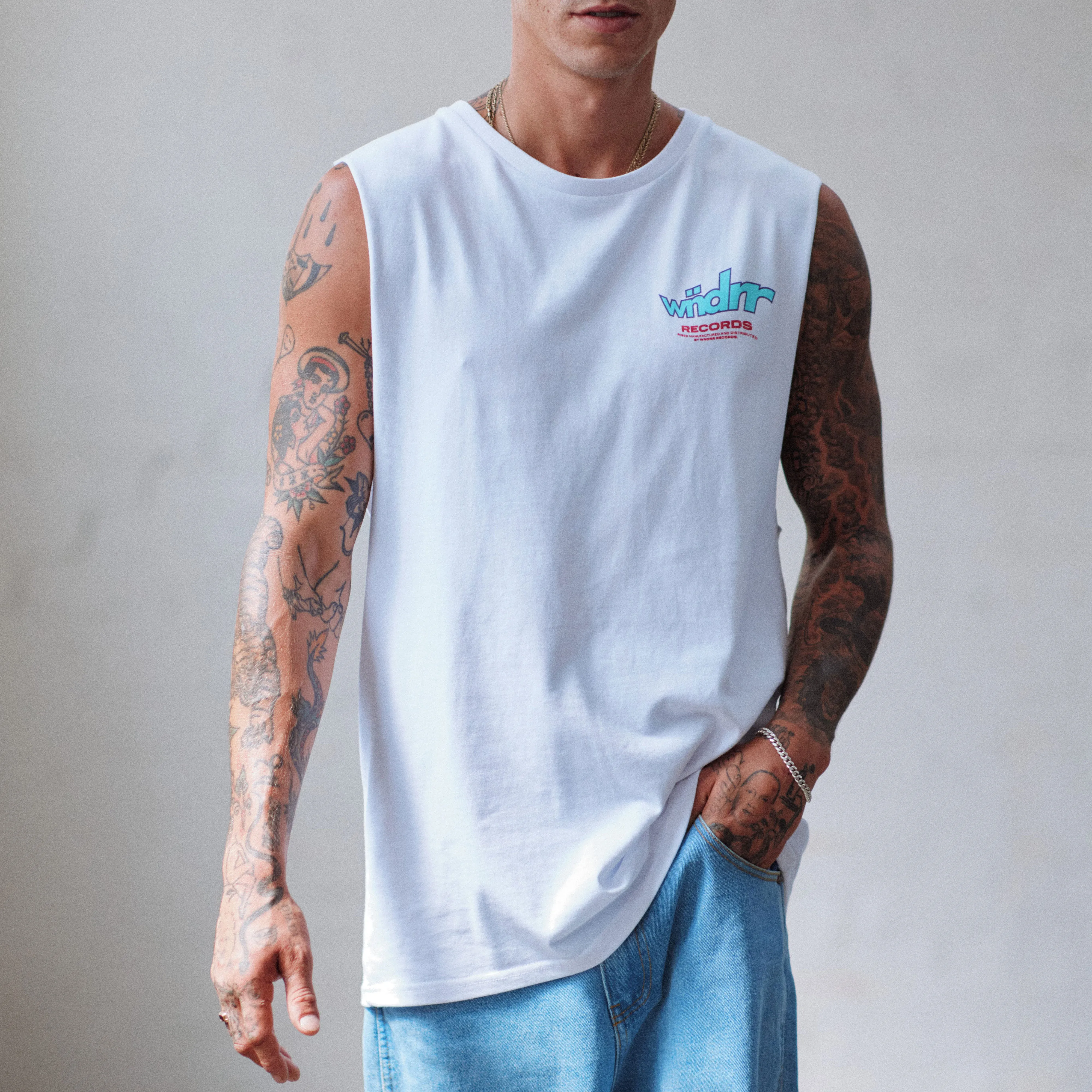 Warped Muscle Top White sold by Neverland product image thumbnail 2