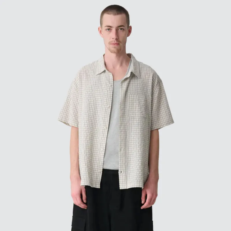 Half Check Ss Shirt White sold by Neverland