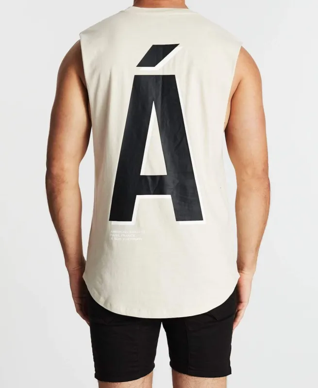 Encore Scoop Back Muscle Tee Sand sold by Neverland