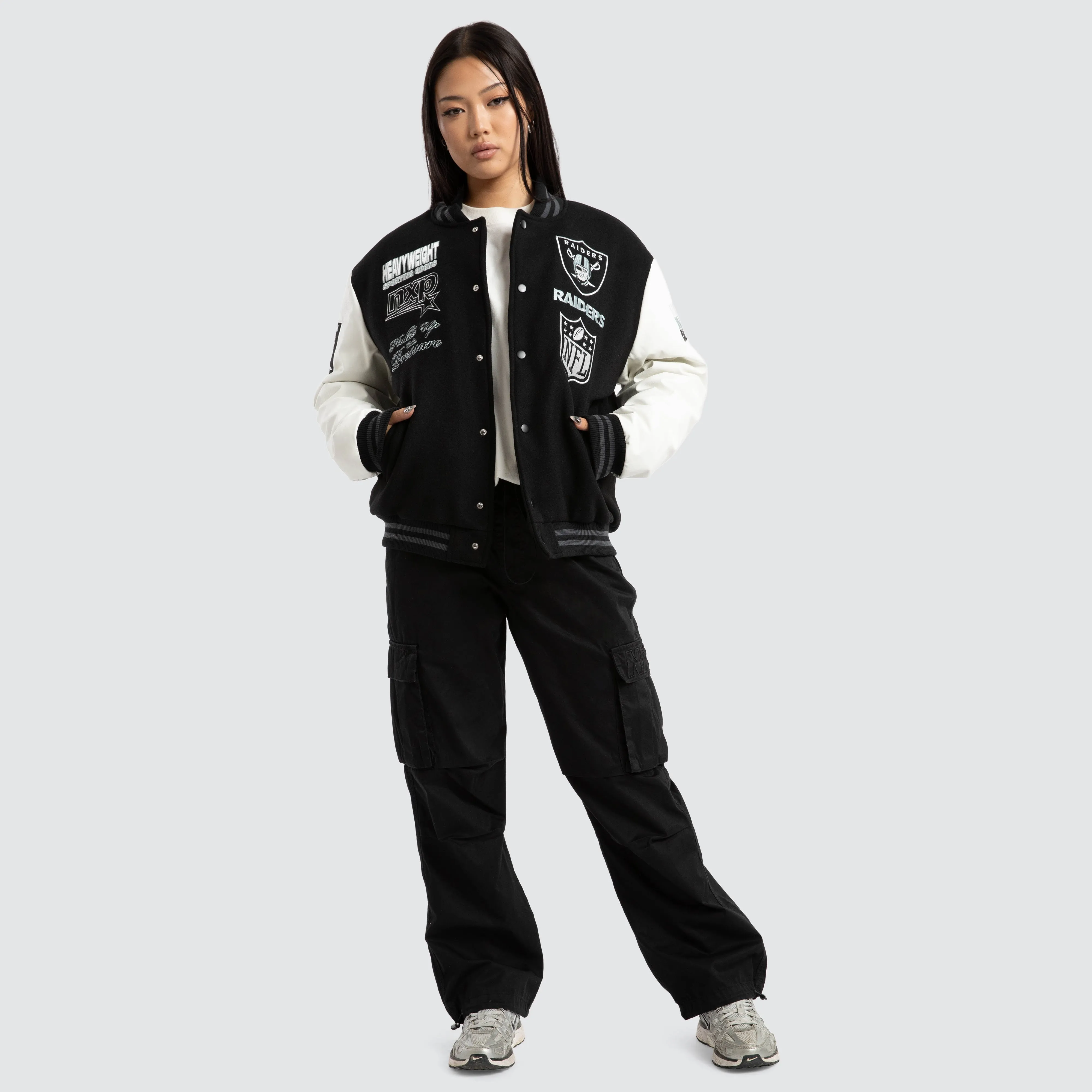 Las Vegas Raiders Huddle Varsity Jacket Black/White sold by Neverland product image thumbnail 3