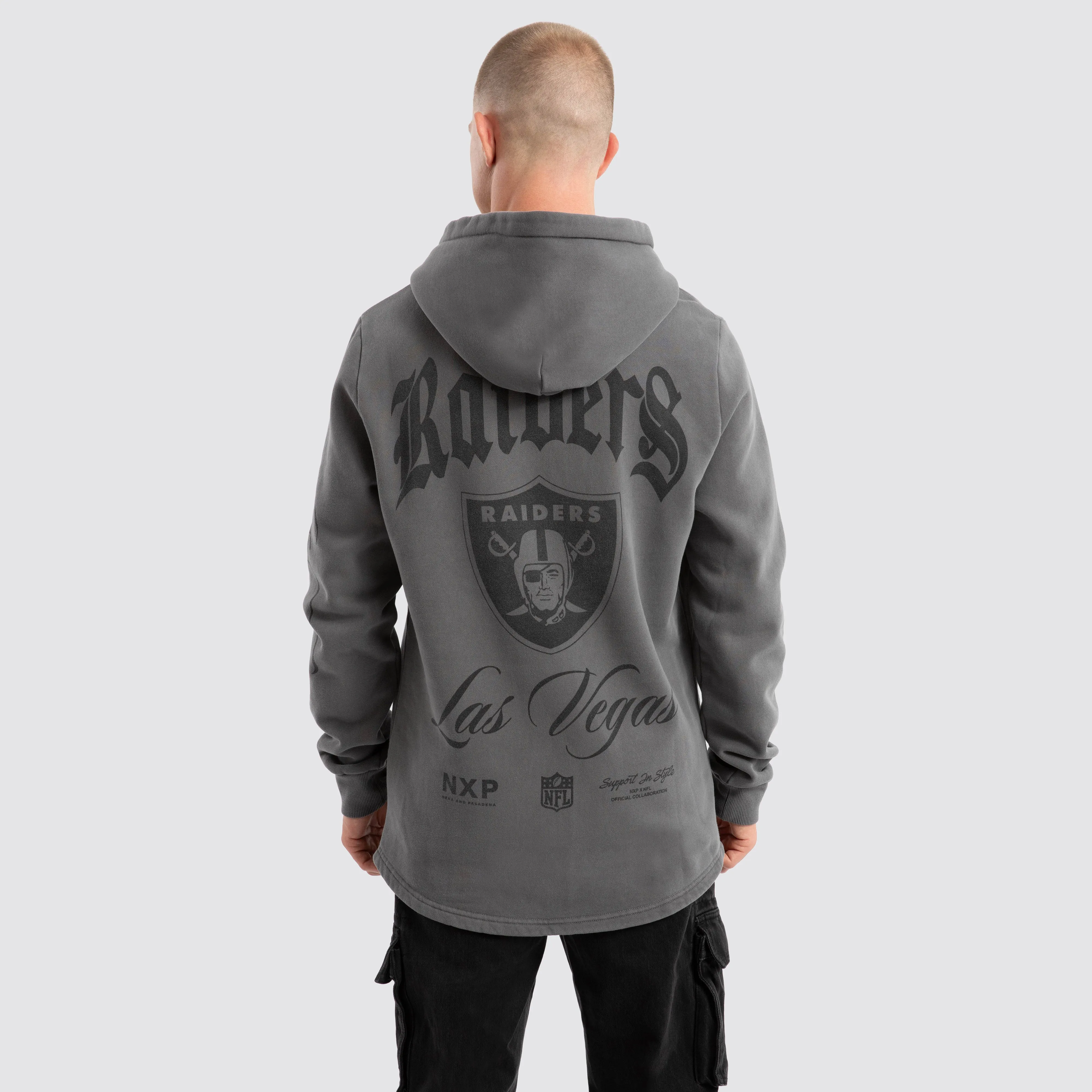 Las Vegas Raiders Defence Dual Curved Hoodie Pigment Charcoal sold by Neverland