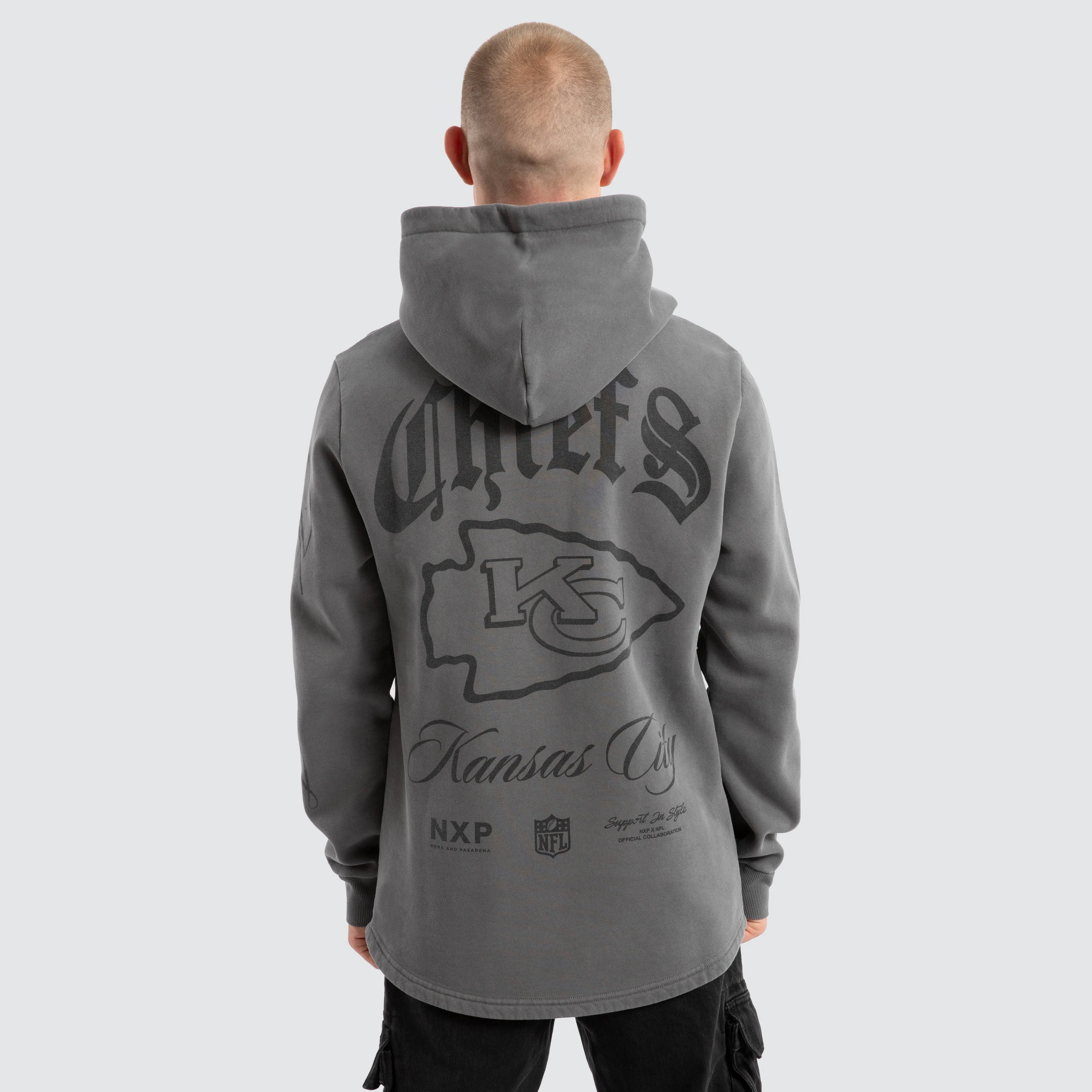Kansas City Chiefs Defence Dual Curved Hoodie Pigment Charcoal sold by Neverland