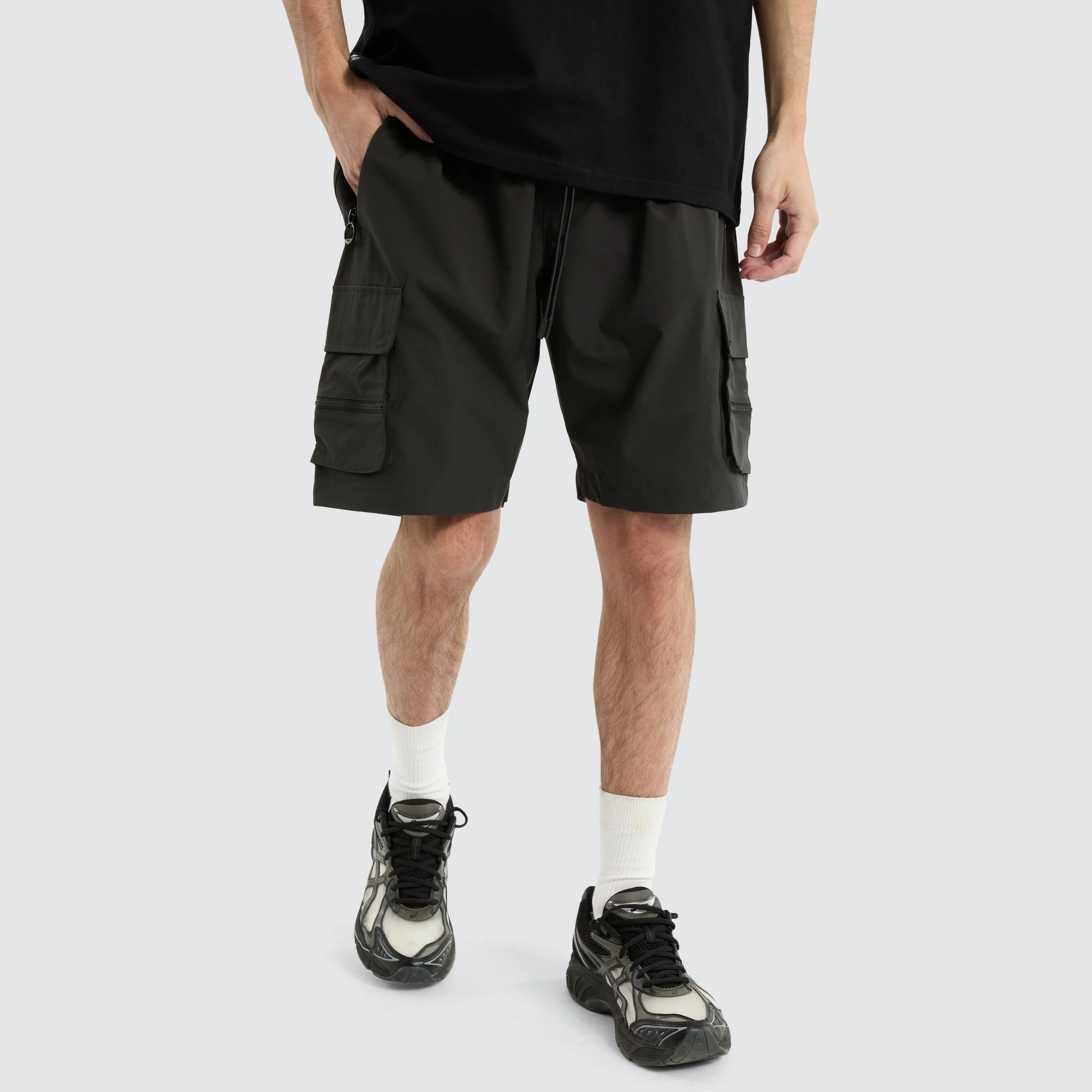 Nero Cargo Shorts Black sold by Neverland