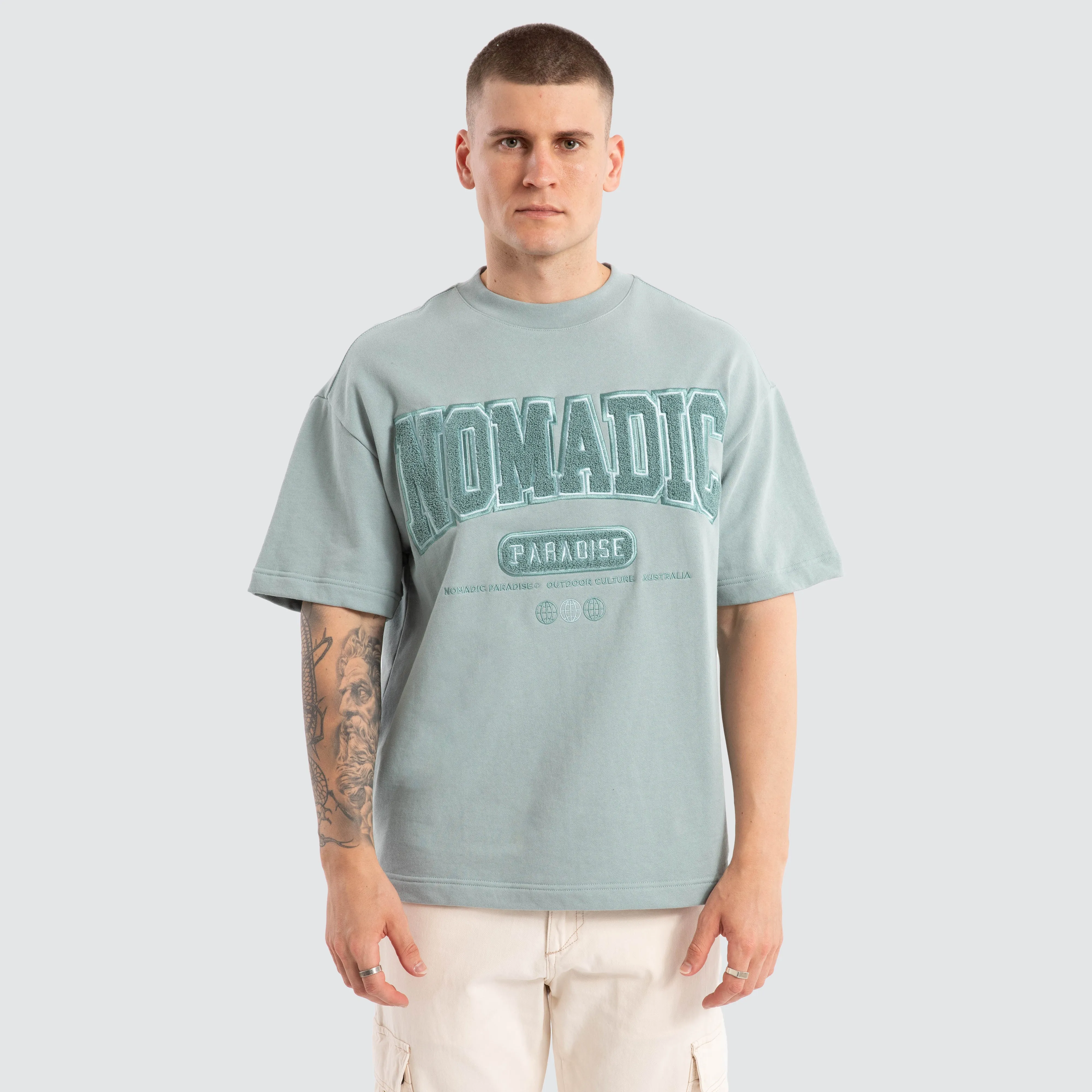 College Loopback Street Tee Slate sold by Neverland