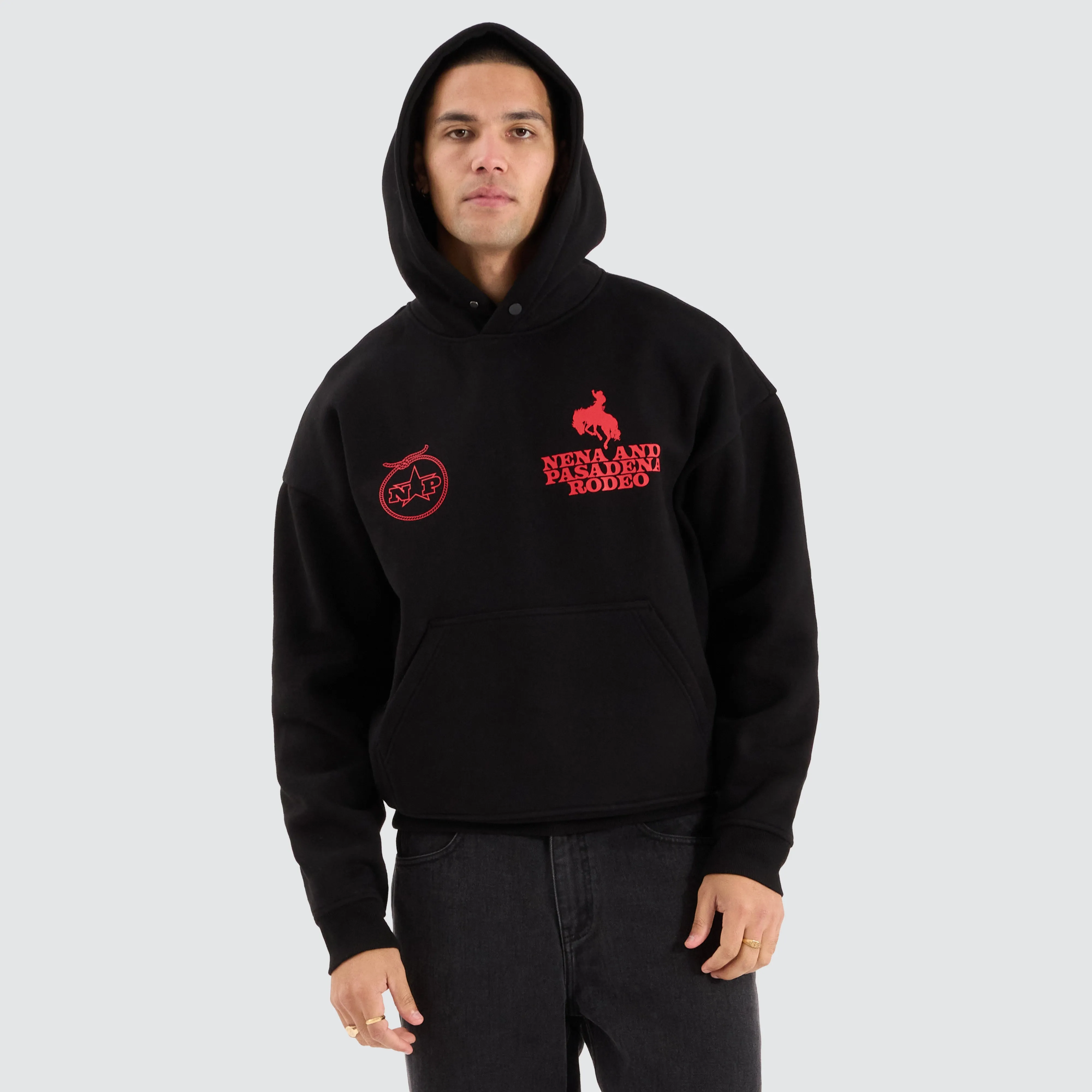 Rodeo Box Fit Hoodie Jet Black sold by Neverland product image thumbnail 2