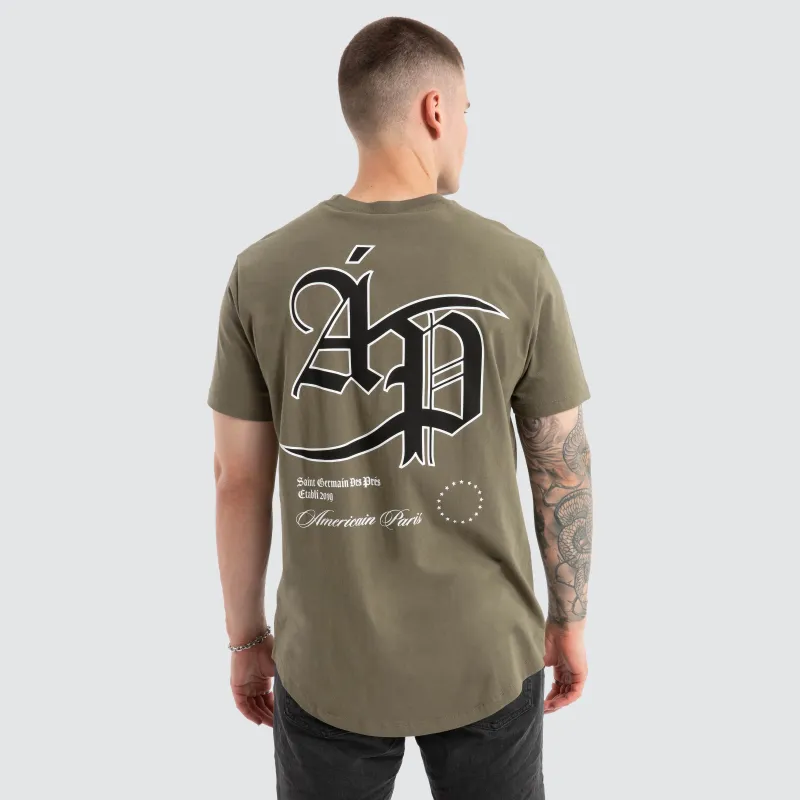 Saint Dual Curved Tee Dusty Olive sold by Neverland