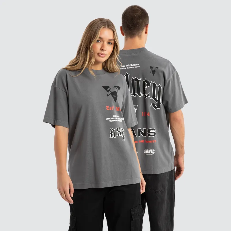 Sydney Swans AFL Stack Tee Pigment Charcoal sold by Neverland